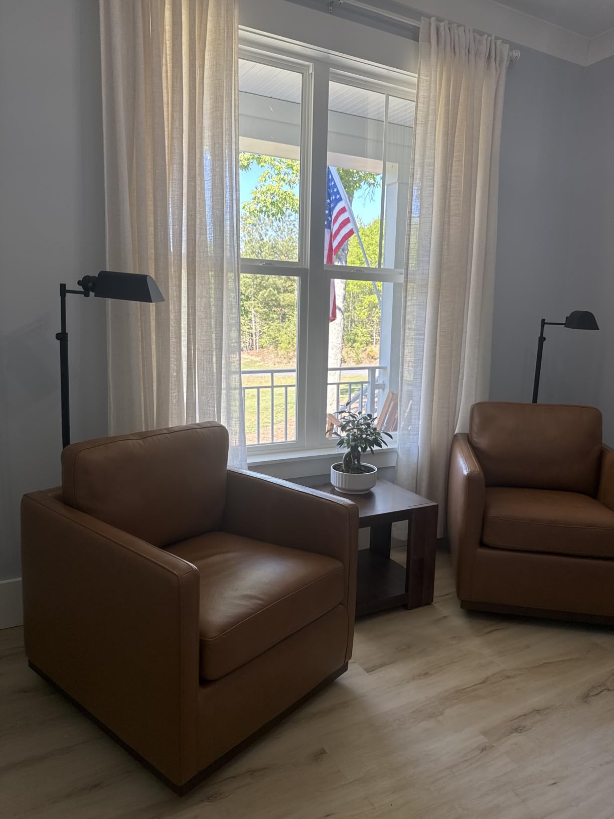 CHITA Genuine Leather Swivel Accent Chair, FSC Certified Mid Century Modern Arm Chair for Living Room and Bedroom, Fully Assembled, Saddle customer photo 1