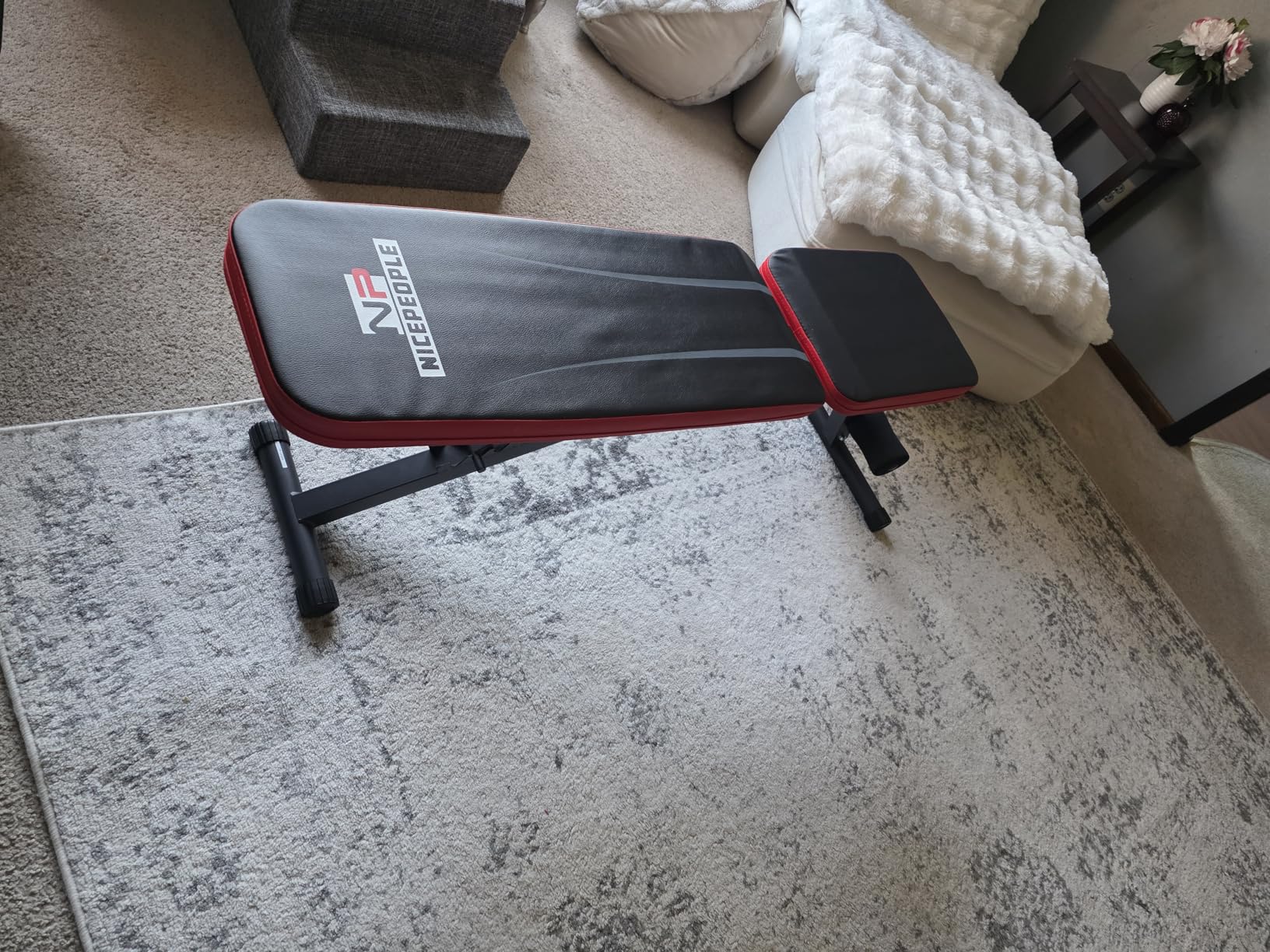 NICEPEOPLE Adjustable Weight Bench for Home Gym, 660LBS Capacity Workout Bench with 8 Backrests for Chest Shoulders Arms, Compact and Foldable Strength Bench for Small Space Apartment Room customer photo 1