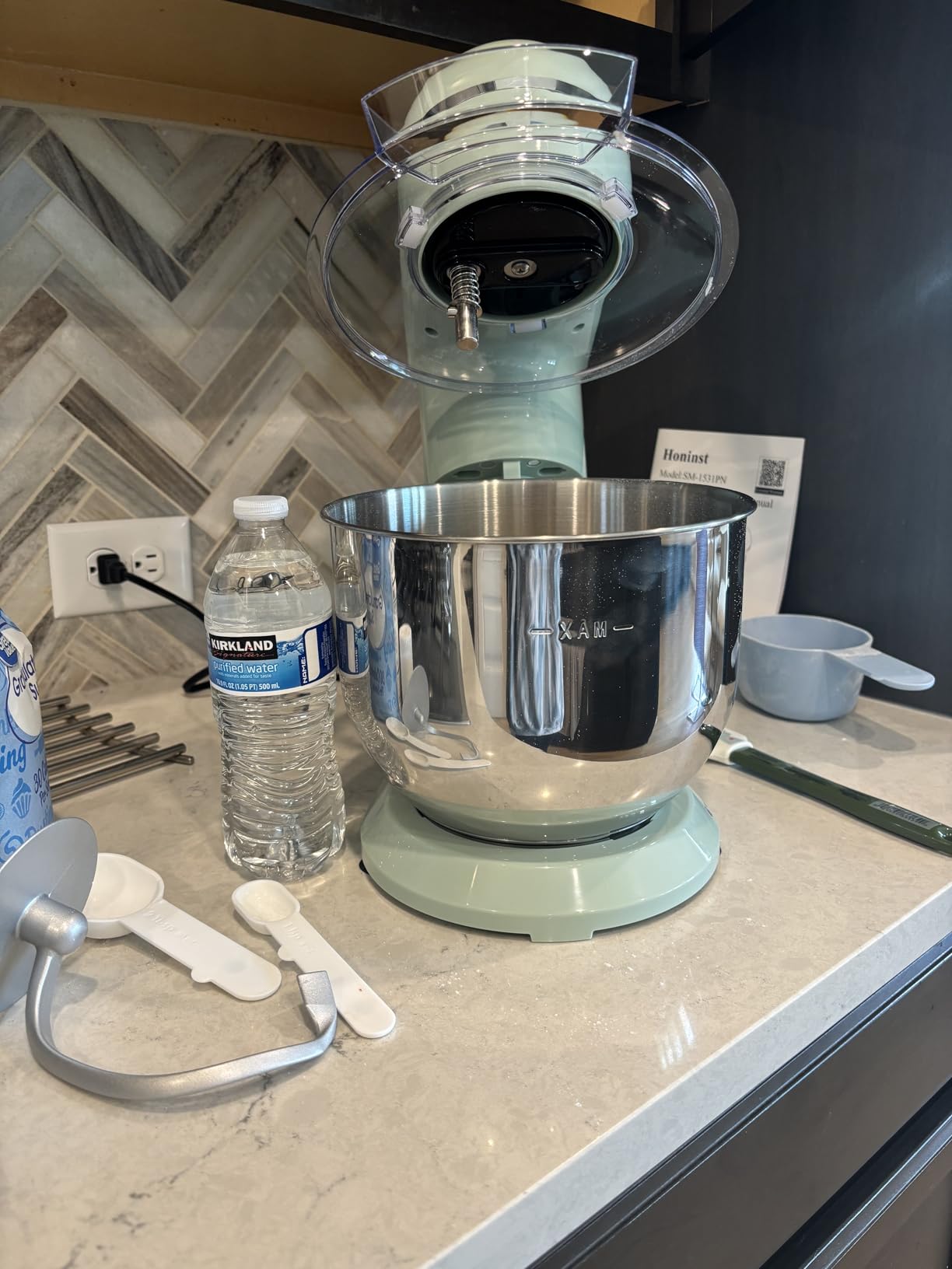 Stand Mixer, 6.5QT 10-Speed Tilt-Head Electric Stand Mixer, 3-In-1 Kitchen Mixer with Bowl, Dough Hook, Whisk and Beater, Food Mixer for Baking, Cake and Most Home Cooks, Beige customer photo 2