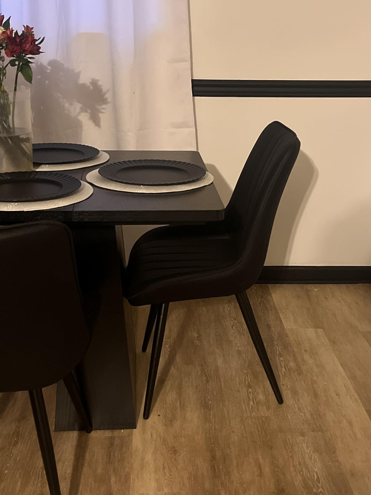 Nalupatio Modern Dining Chairs Set of 4, Comfy Dining Room Chairs with Thick Cushions, Upholstered Fabric Kitchen Side Chairs with Metal Legs, Brown customer photo 2