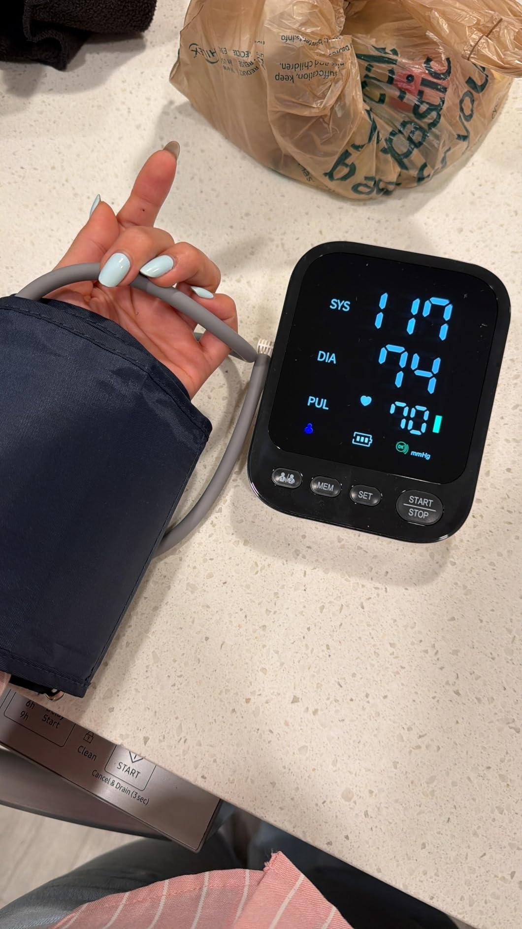 Blood Pressure Machine, Automatic Upper Arm Blood Pressure Monitor with 2x199 readout, 4.5 inch Backlit Large Screen Adjustable Large Cuff 9 to 17 inches - arrhythmia and Home Hypertension Detector customer photo 2