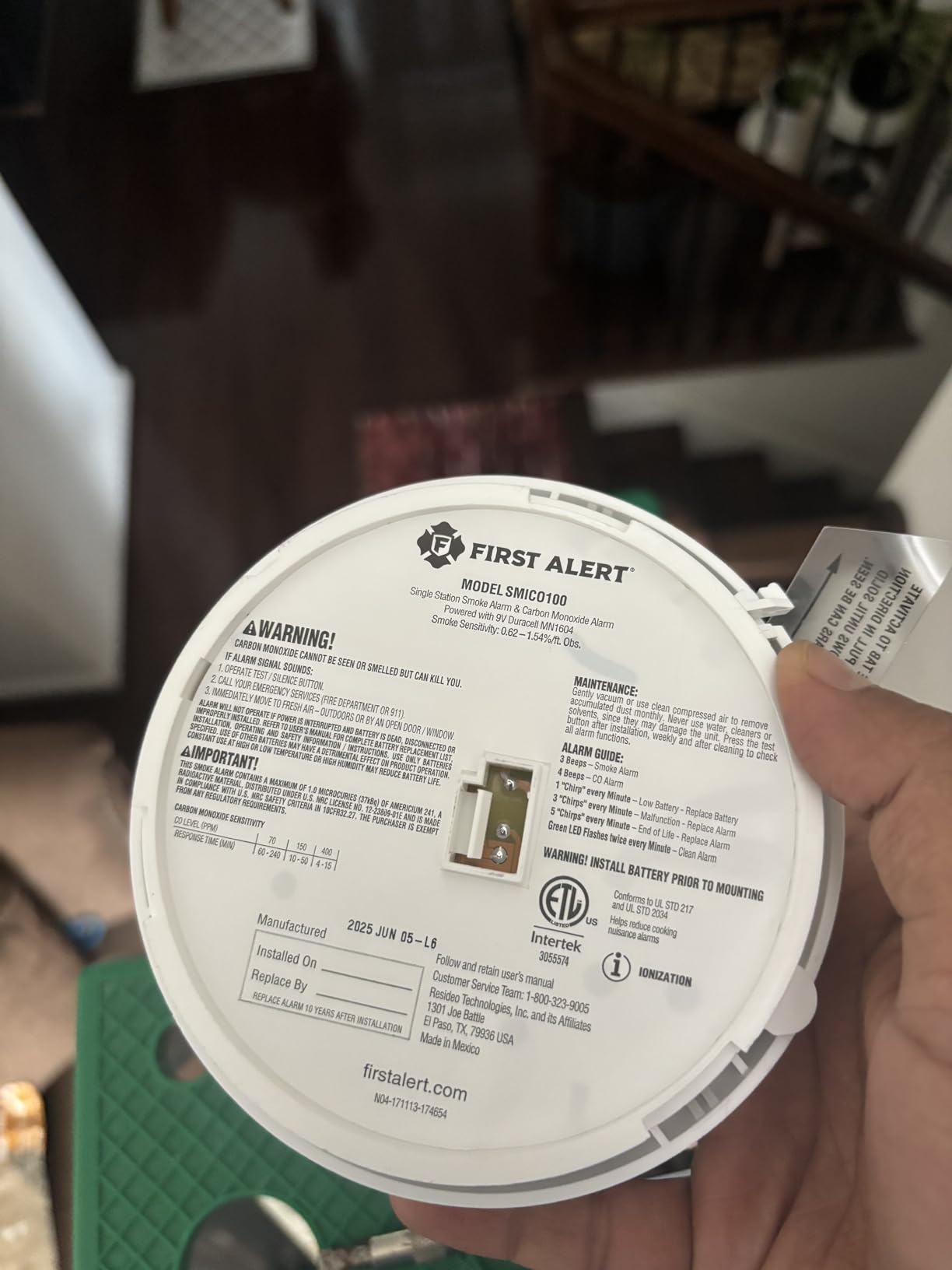 First Alert BRK Combination Smoke & Carbon Monoxide Alarm, Battery Operated Detector with Test & Silence Button, SMICO100, 1-Pack customer photo 2