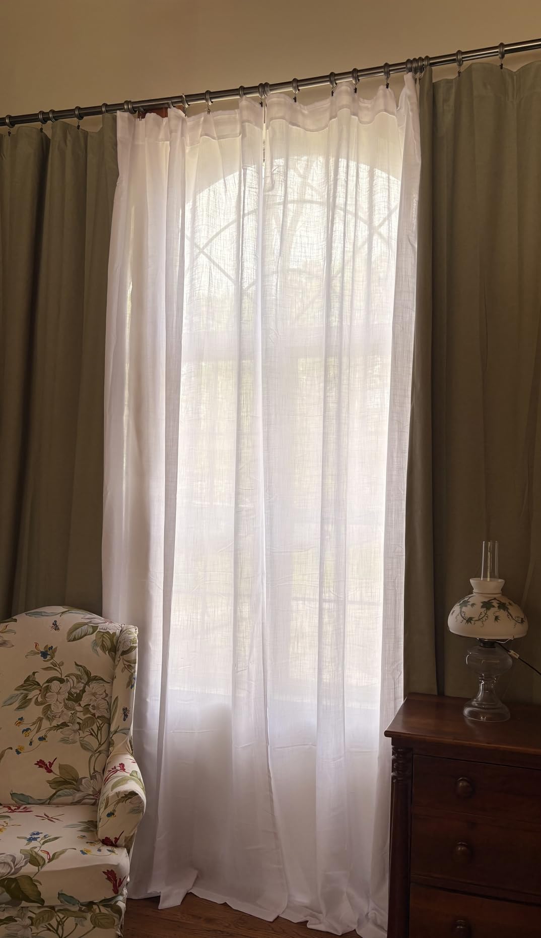 Guken Cream Linen Blackout Curtains 84 Inch Length 2 Panels Set for Living Room Bedroom Back Tab Thermal Insulated 100% Black Out Linen Drapes Room Darkening Window Curtains Ivory Natural customer photo 1