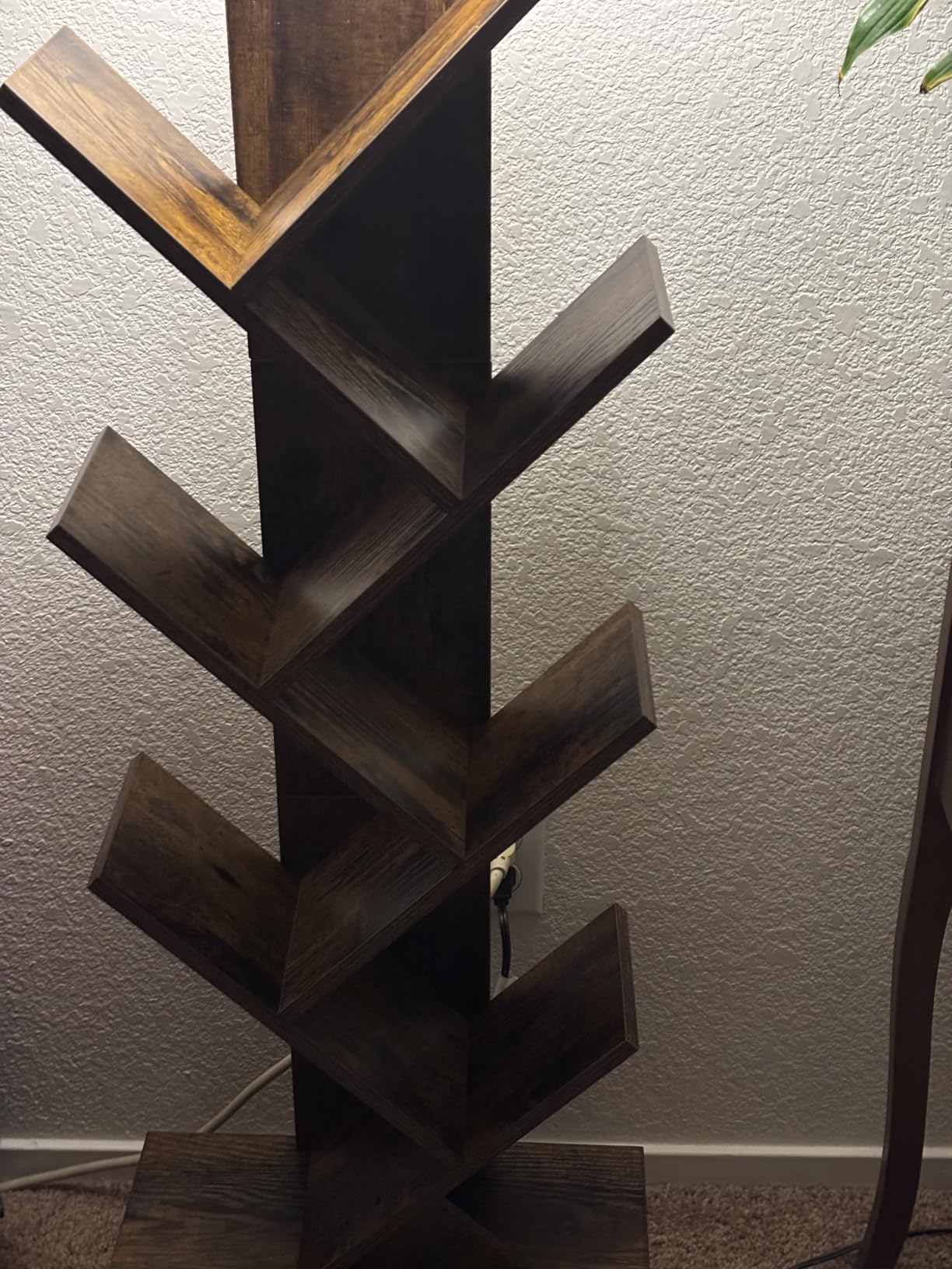 Evermagin 6 Tier Tree Bookshelf with Light, Narrow Bookcase Tower, Tall Floor Standing Book Organizer with Storage Cabinet for Living Room, Bedroom and Home Office, Rustic Brown customer photo 2