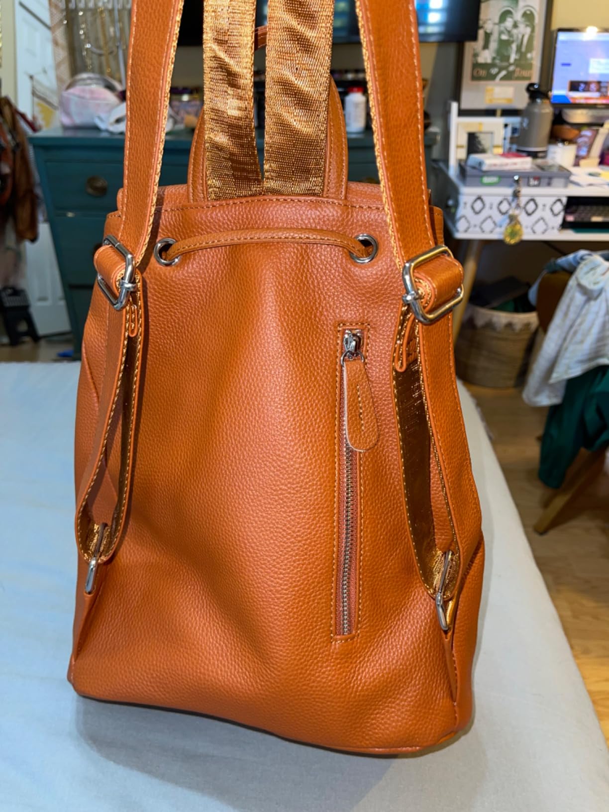 Women's Full-Grain Leather Backpack Purse, Minimal Structured Design, Work Commuter & City Travel, Compact Everyday Essentials (Black) customer photo 1