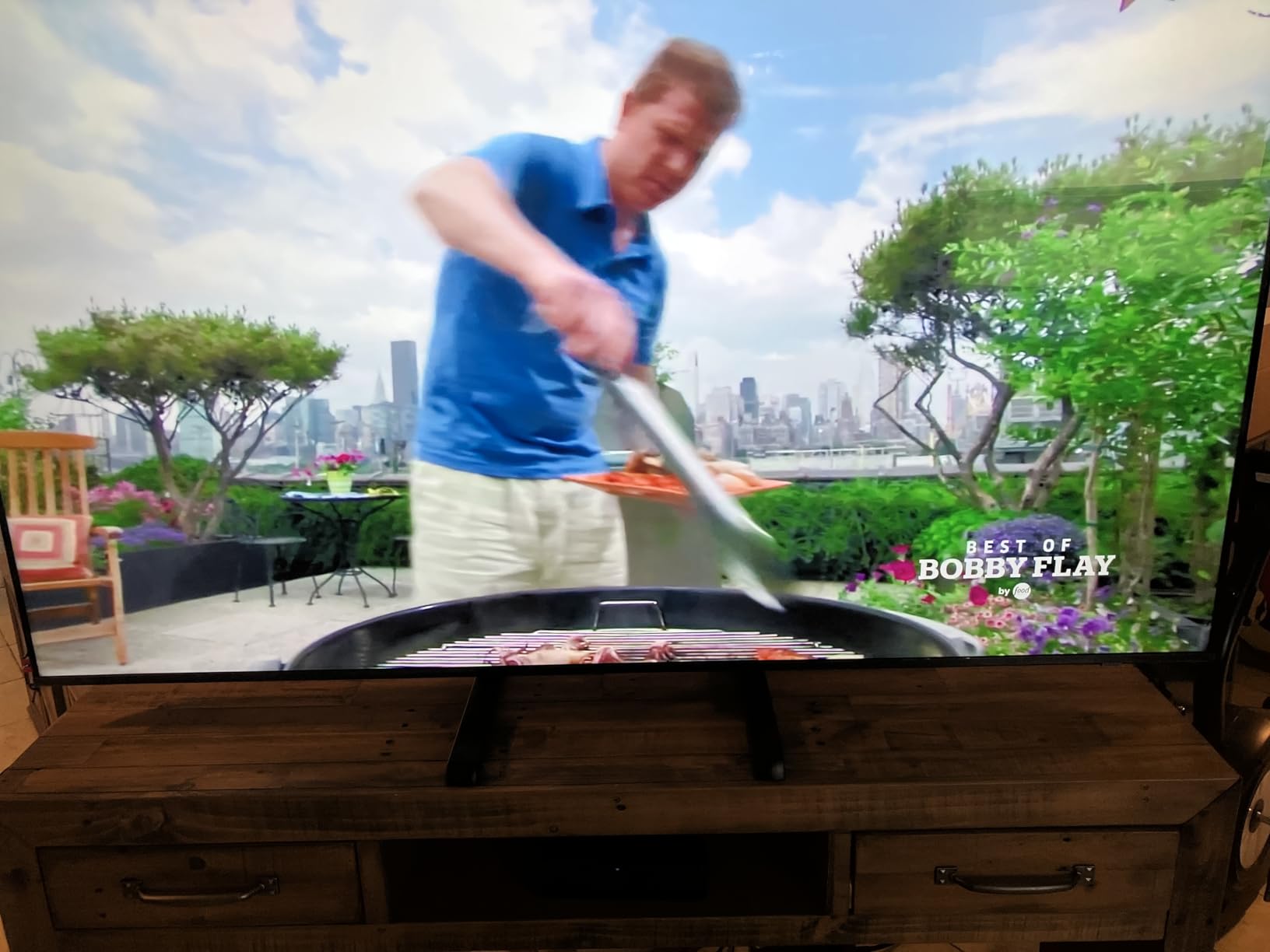 Rfiver Table Top TV Stand with Height Adjustable TV Legs, TV Stands Base with Cable Management for Most 37 to 86 Inch Flat or Curved TVs, Steel TV Feet Holds up to 150 lbs, Max VESA 800x600mm, Black customer photo 1