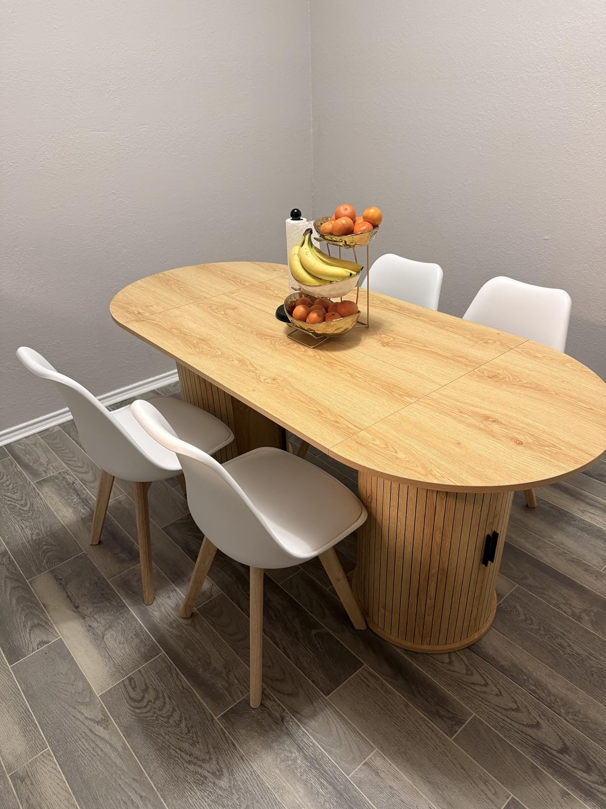 OLIXIS Set of 4 Dining Kitchen Mid-Century Modern Chairs with Wood Legs and PU Leather Cushion for Living Room Bedroom Outdoor Lounge, White customer photo 2