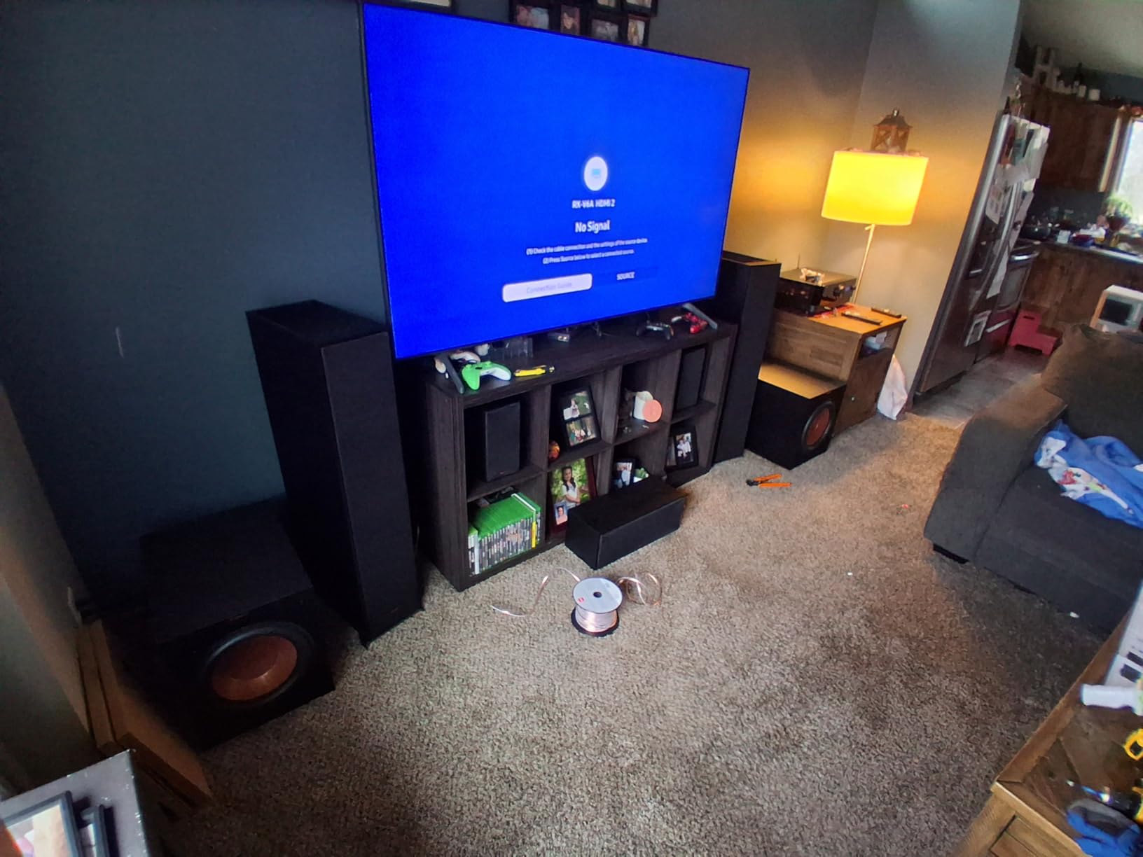 Klipsch Reference 5.2 Home Theater System, Bundle 2X R-625FA Floorstanding 2X R-12SW Subwoofer, R-52C Center, R-41M Bookshelf Speakers, and Yamaha RX-V6A 7.2-Channel AV Receiver customer photo 1