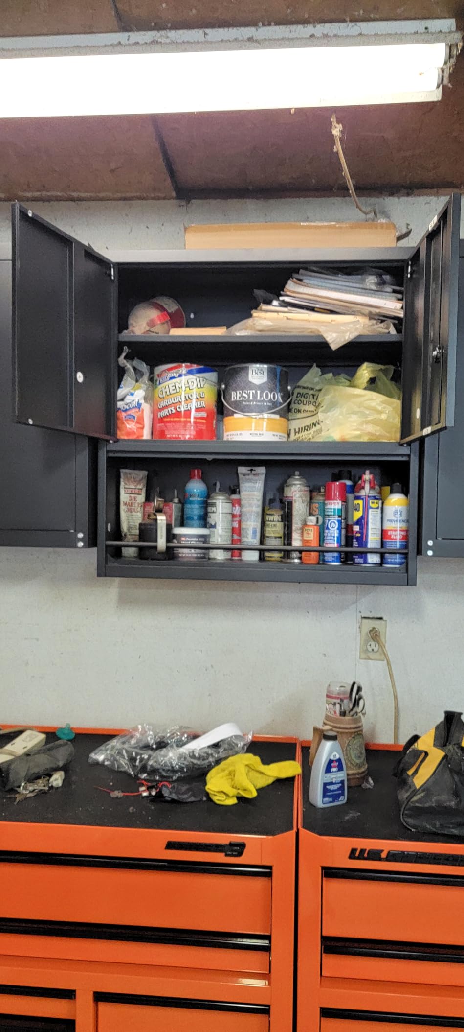 Metal Wall Mounted Garage Cabinets, Heavy Duty Steel Locking Cabinet with Doors & 2 Keys, Garage Storage Cabinet with Adjustable Floating Shelf for Shop, Utility Room, Office, Black & Grey customer photo 1