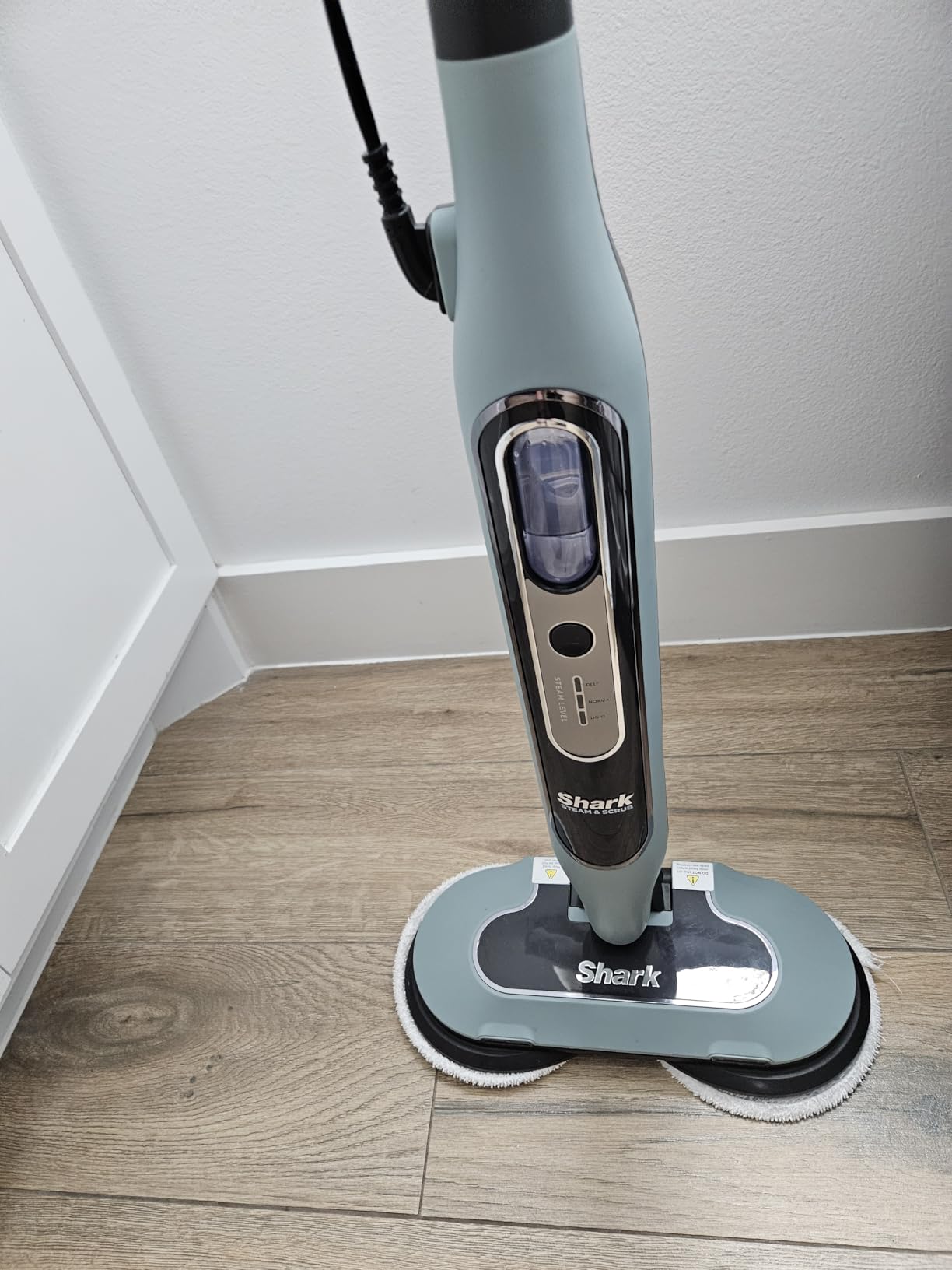 Shark Steam & Scrub Steam Mop, All-in-One Scrubbing and Sanitizing Hard Floor Cleaner, LED Headlights, 4 Dirt Grip Soft Scrub Pads Included, XL Water Tank, Swivel Steering, Hawaiian Grey, S8001 customer photo 1