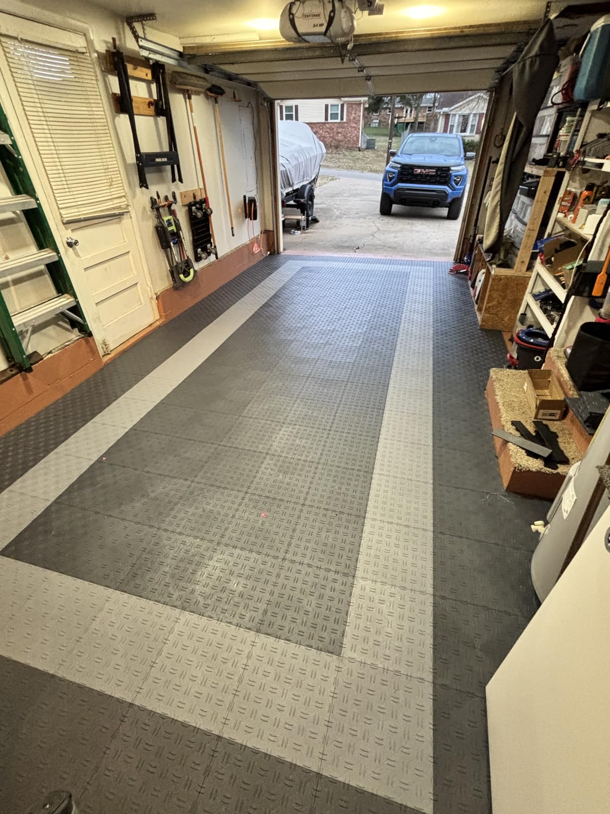 VEVOR Garage Floor Tiles 12 x 12 x 0.53 inch, Interlocking Design Ease of Installation Double-Sided Texture Non-Slip Sturdiness, for Garages, Basements, Repair Shops, Black, 50 Pack customer photo 2