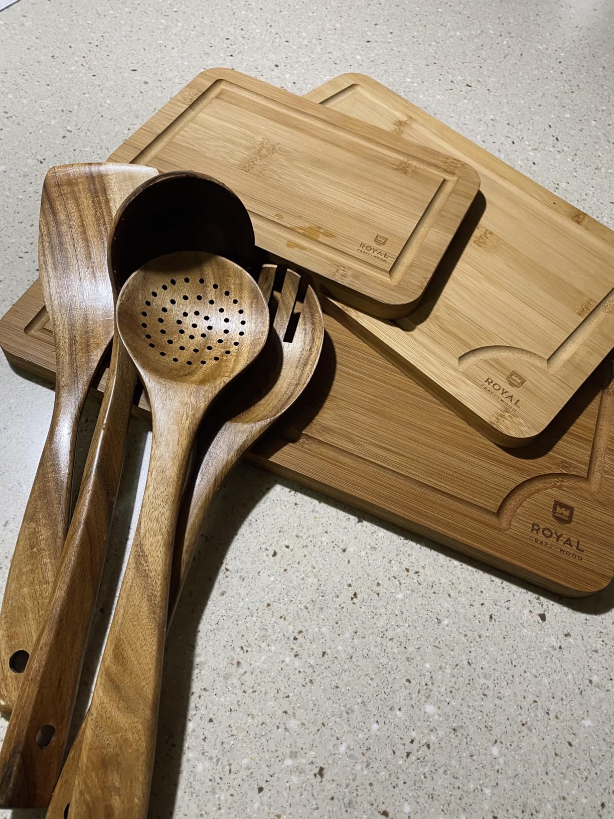ROYAL CRAFT WOOD Wooden Cutting Boards for Kitchen Meal Prep & Serving - Bamboo Wood Serving Board Set with Deep Juice Groove Side Handles - Charcuterie & Chopping Butcher Block for Meat customer photo 1