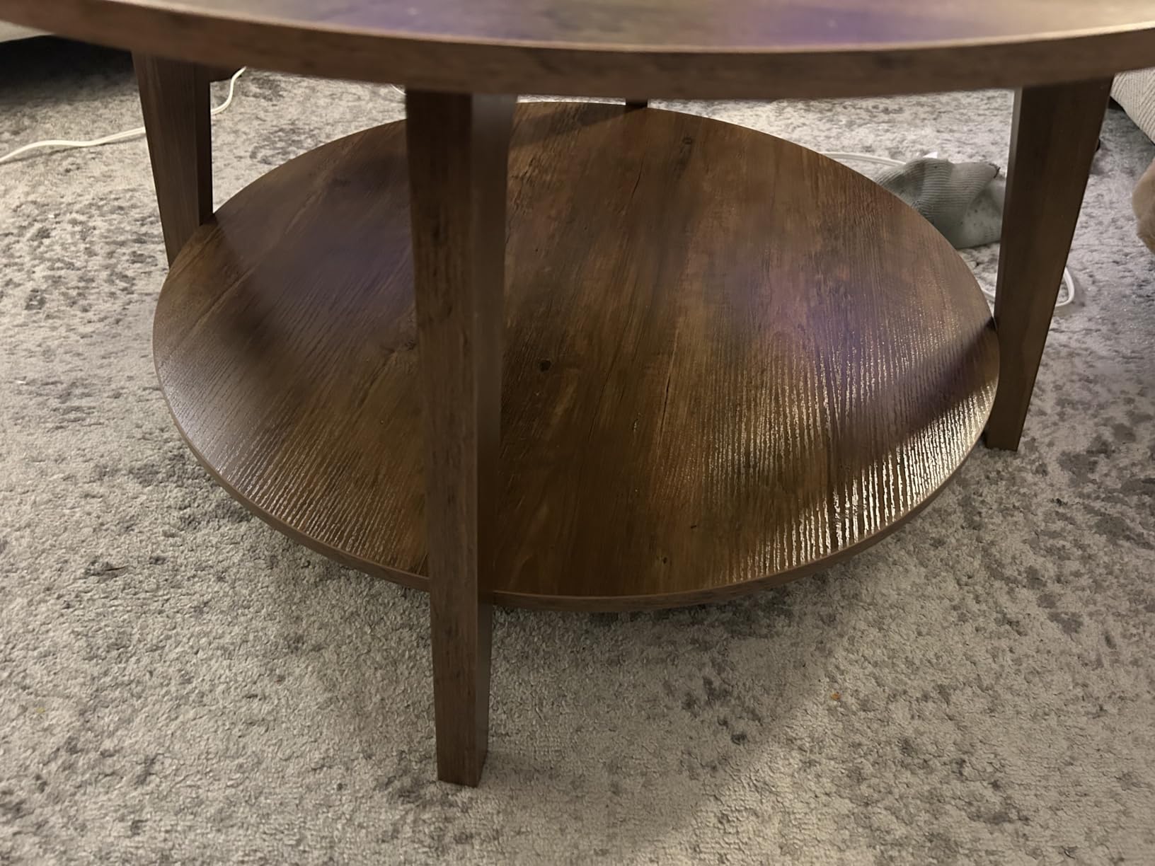 VASAGLE MAEZO Collection - Round Coffee Table, 2-Tier Center Table with Storage, Tapered Legs, Curved Transitions, 31.5 Dia. x 17.7 H Inches, Easy Assembly, for Living Room, Honey Brown customer photo 1