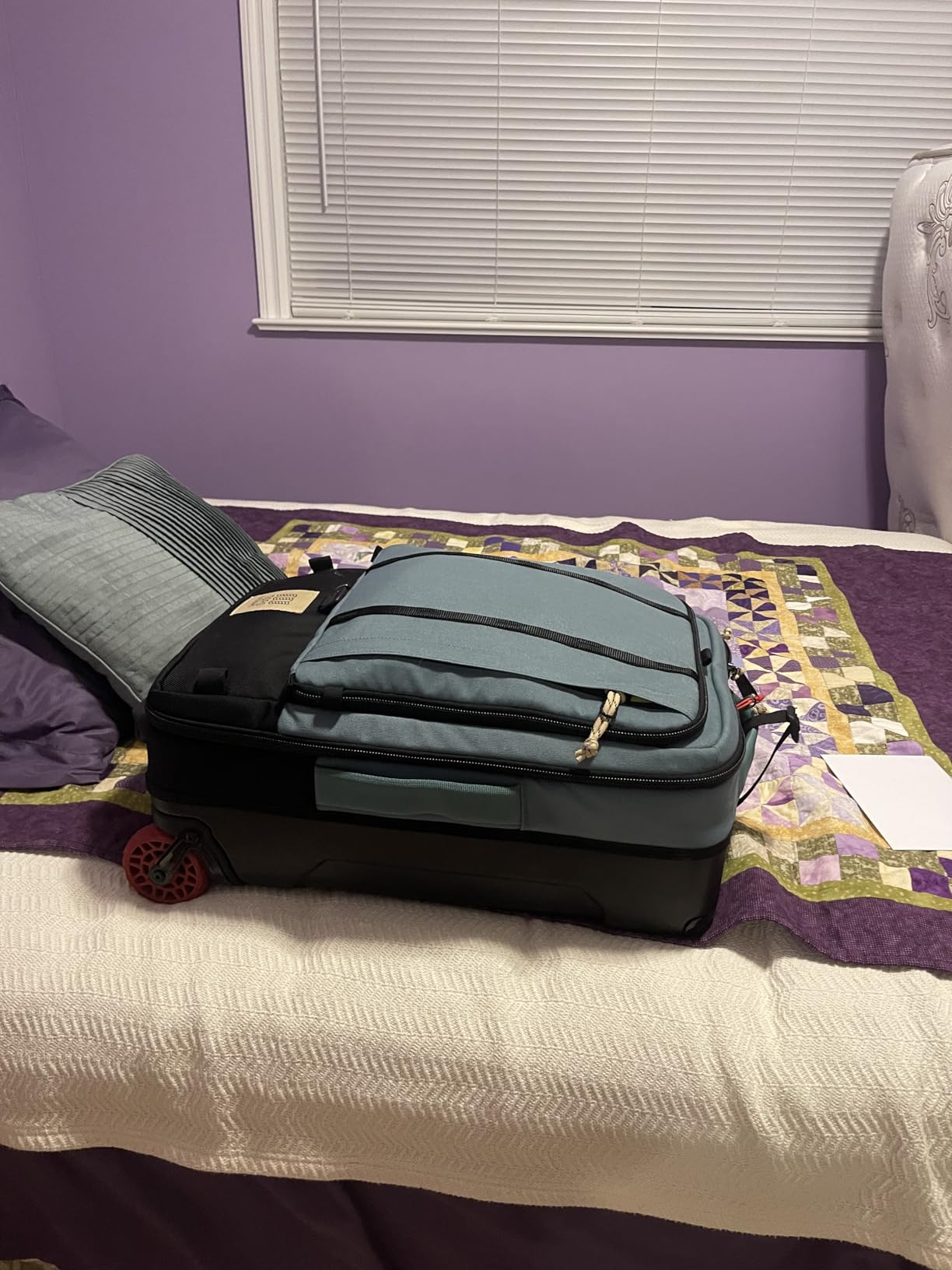 Topo Designs Global Travel Roller Bag Suitcase, Carry-On Friendly, 3 Carry Options, Smooth Heavy Duty Wheels, Telescoping Handle, Designed in Denver CO USA, PFAS Free (Navy) customer photo 2