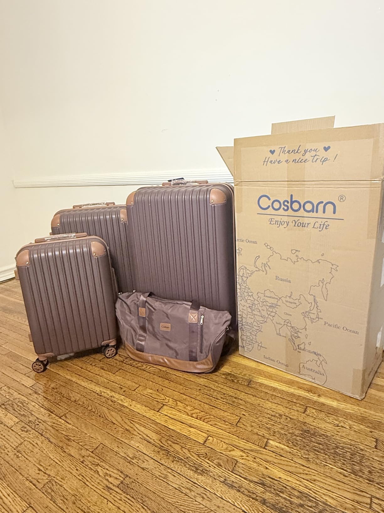 Cosbarn Luggage Sets 5 Piece Suitcases with Wheels, Suitcase Set ABS Hard Case Luggage with TSA Lock Spinner Wheels Durable Travel Luggage customer photo 2