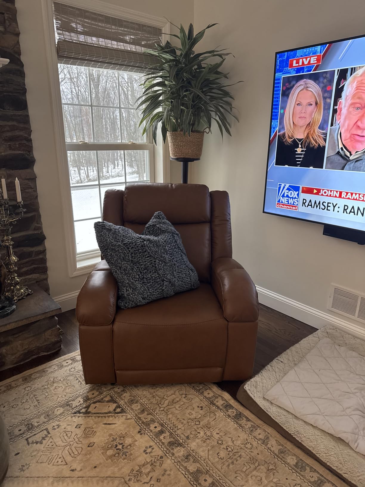 Watson & Whitely Genuine Leather Power Recliner Chairs for Adults, Wall Hugger RV Recliner with Power Headrest & Charging Ports, Electric Recliner Sofa Chair for Living Room, Dark Brown customer photo 1