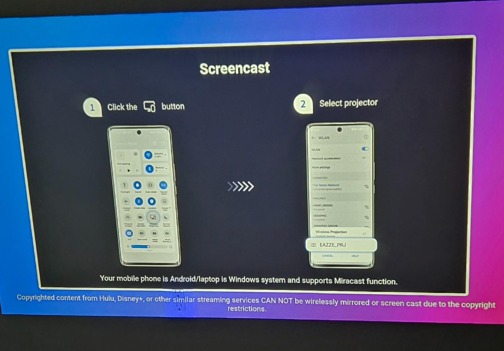 Aurzen EAZZE D1 Smart Projector with WiFi and Bluetooth, Officially-Licensed APP, Auto Focus/Keystone, Dolby Audio 16W Speakers, Native 1080P, HDR10, 4K Support, Portable Mini Outdoor Movie Projector customer photo 2