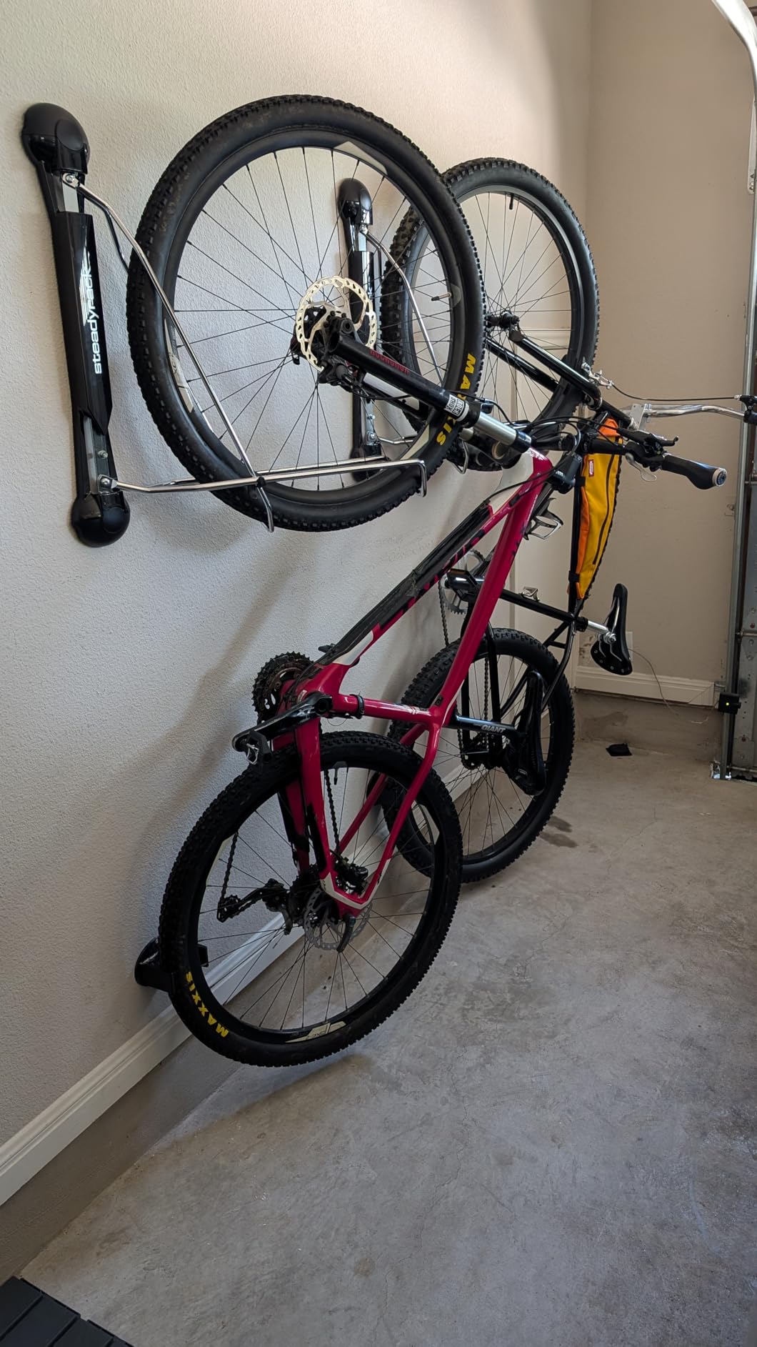 Steadyrack Bike Rack for Mountain Bikes - The Original Wall Mounted Vertical Bike Storage - Fits Wide Tires - Space Saving Pivot Design - Heavy-Duty Steel Rack for Indoor Garage, Apartment or Home Use customer photo 2