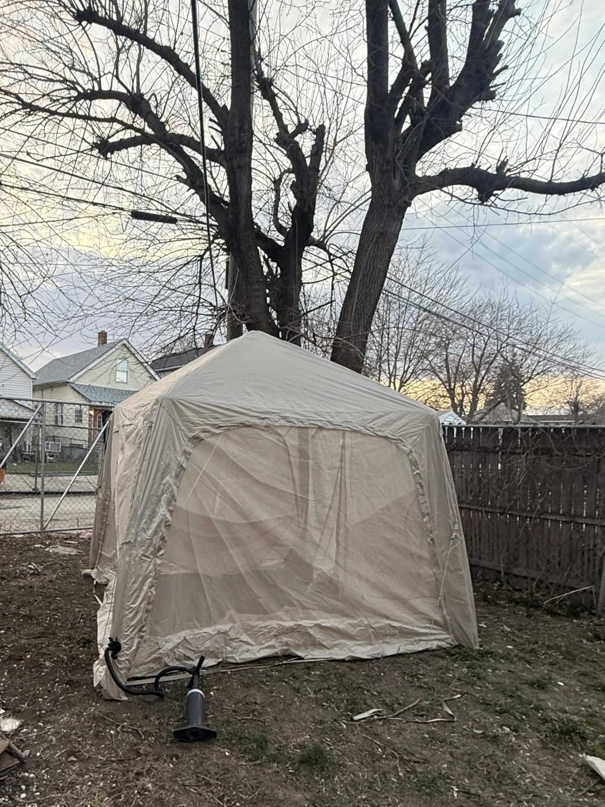 Inflatable Tents for Camping, Blow Up Tent with Hand Pump, Easy Setup Inflatable Hot Tent with Stove Jack, Waterproof Oxford Air Glamping Tents for Camping Adult 4 Person Upgrade Version customer photo 1