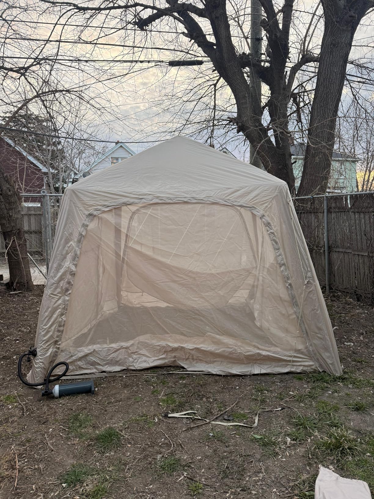 Inflatable Tents for Camping, Blow Up Tent with Hand Pump, Easy Setup Inflatable Hot Tent with Stove Jack, Waterproof Oxford Air Glamping Tents for Camping Adult 4 Person Upgrade Version customer photo 2