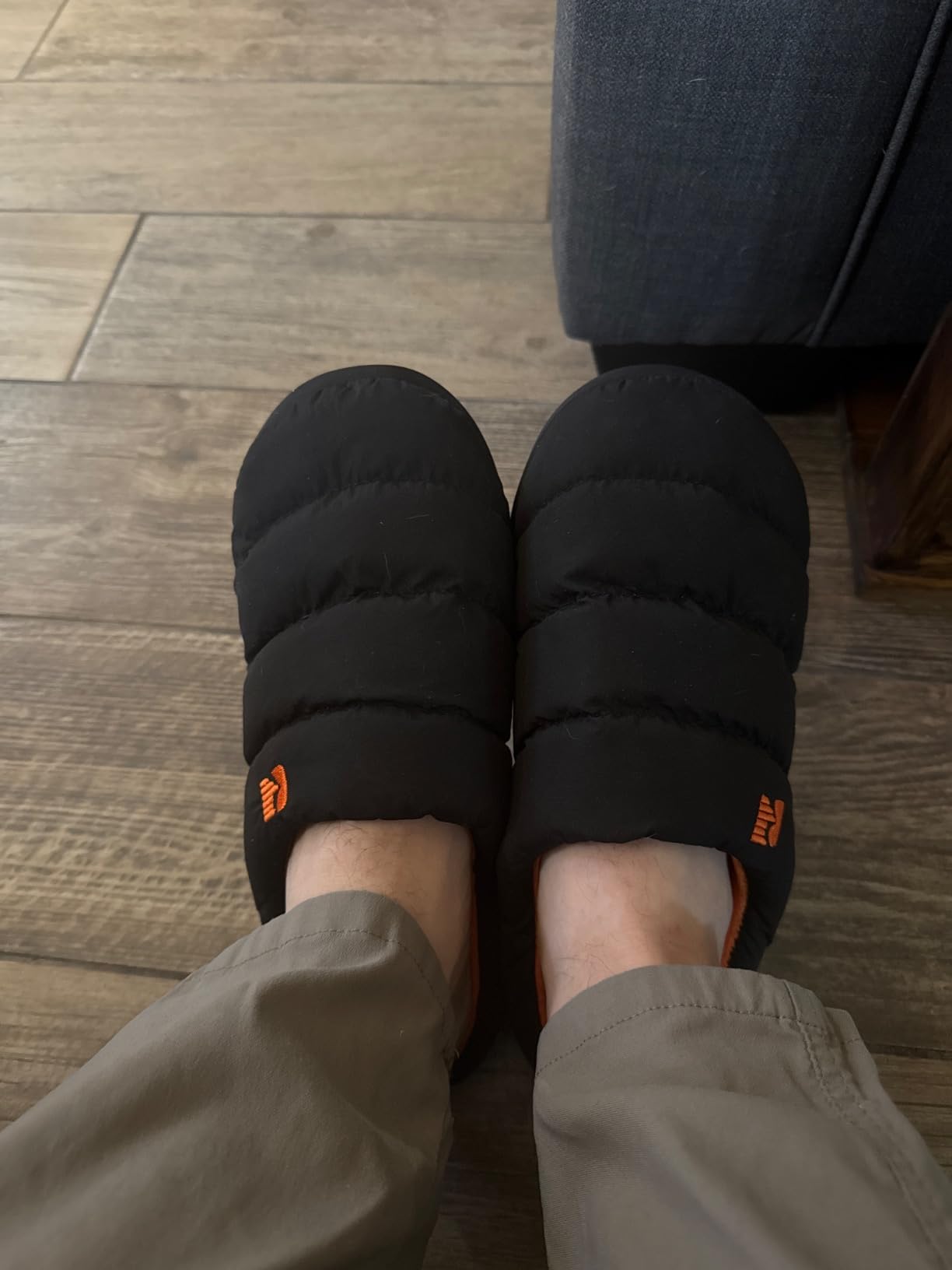 RockDove Mens Campground Puffer Slippers Memory Foam Cozy Warm Indoor House Shoes Non Slip Machine Washable Gift Ready customer photo 2