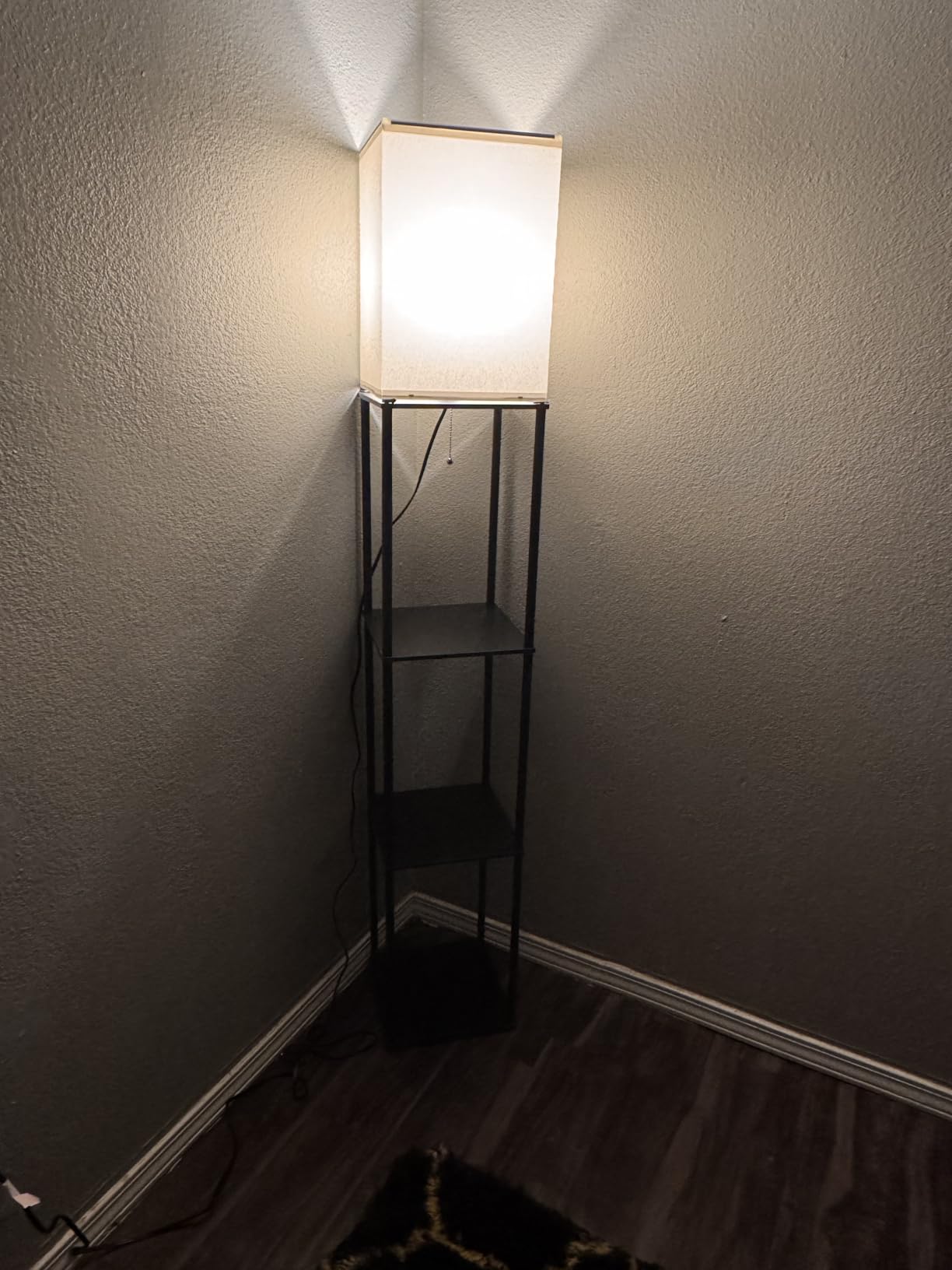 Gupuzm Floor Lamp with Shelves, Modern Square Standing Lamp with 3 Color Temperature Bulb, Corner Display Bookshelf Lamp for Living Room, Bedroom and Office (Black) customer photo 2