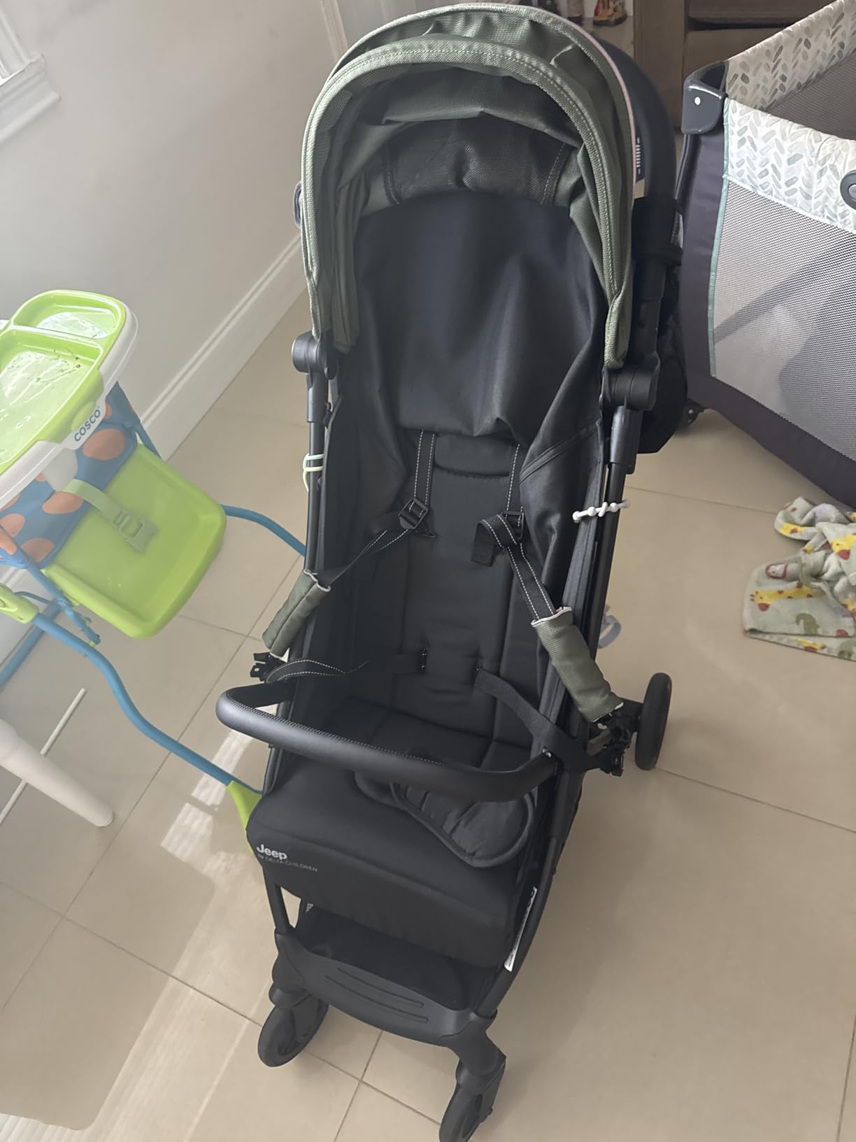 Jeep Altitude Compact Travel Stroller by Delta Children Greenguard Gold, Easy One Hand Fold, Lightweight, Extendable Canopy with Peek-a-Boo Window, Reclining Seat, 4 Wheel Suspension, Black customer photo 2