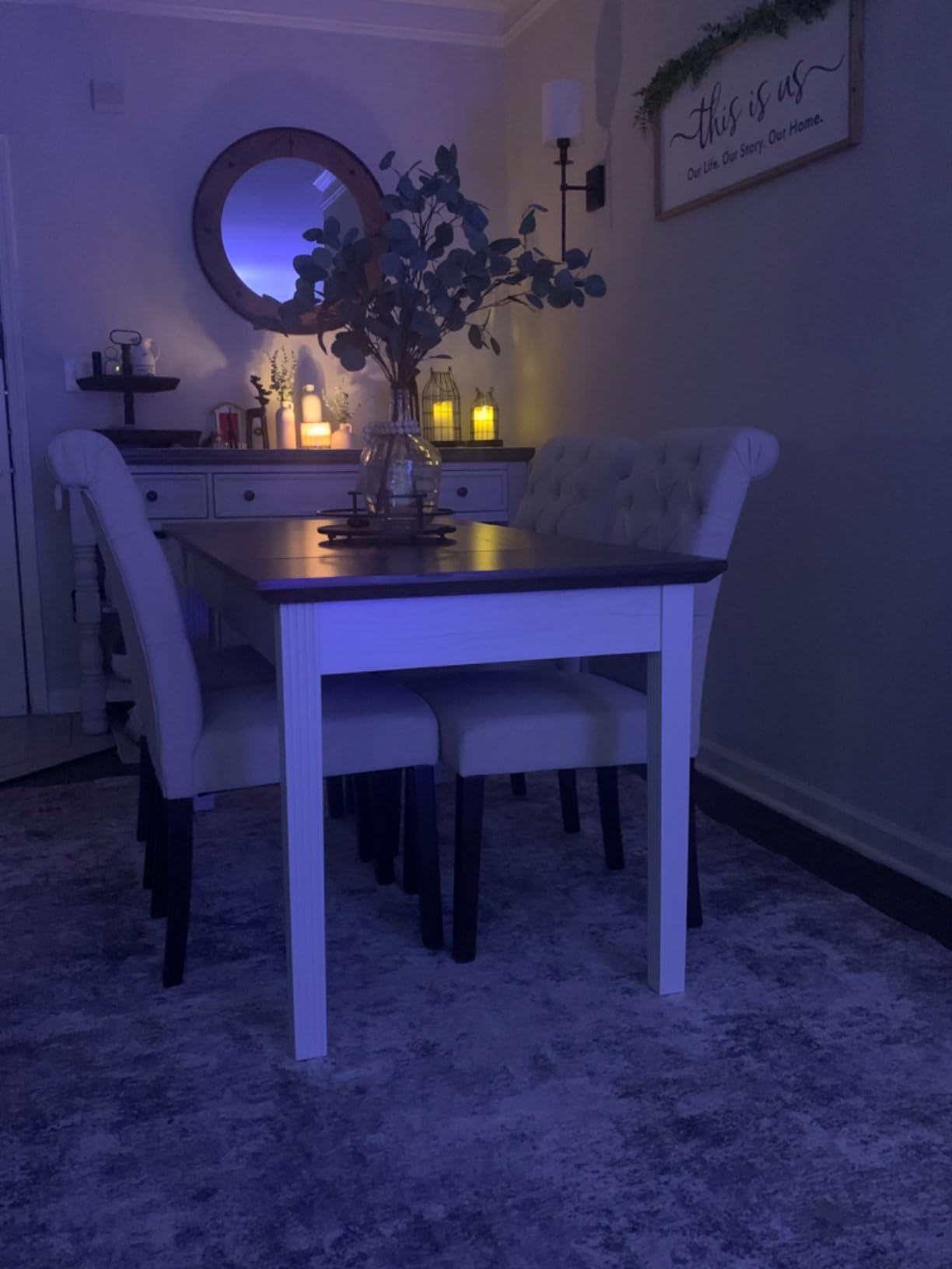 Tribesigns Dining Table for 4-6 People, 62-Inch Rectangular Kitchen Table with Solid Wood Legs, Modern Farmhouse Rustic Brown & Cream White customer photo 1