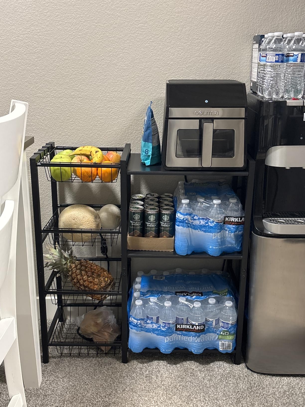Storage Rack Kitchen Baker's Rack - 3 Tiers 4 Baskets, Utility Coffee Bar, Air Fryer Stand with Steel Mesh Baskets customer photo 1