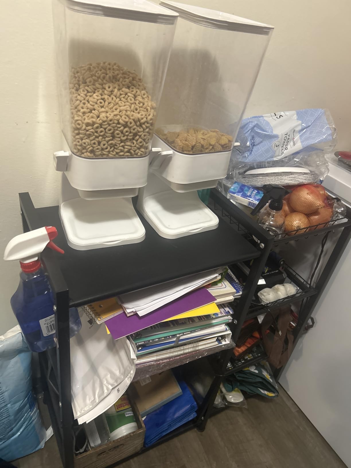 Storage Rack Kitchen Baker's Rack - 3 Tiers 4 Baskets, Utility Coffee Bar, Air Fryer Stand with Steel Mesh Baskets customer photo 2