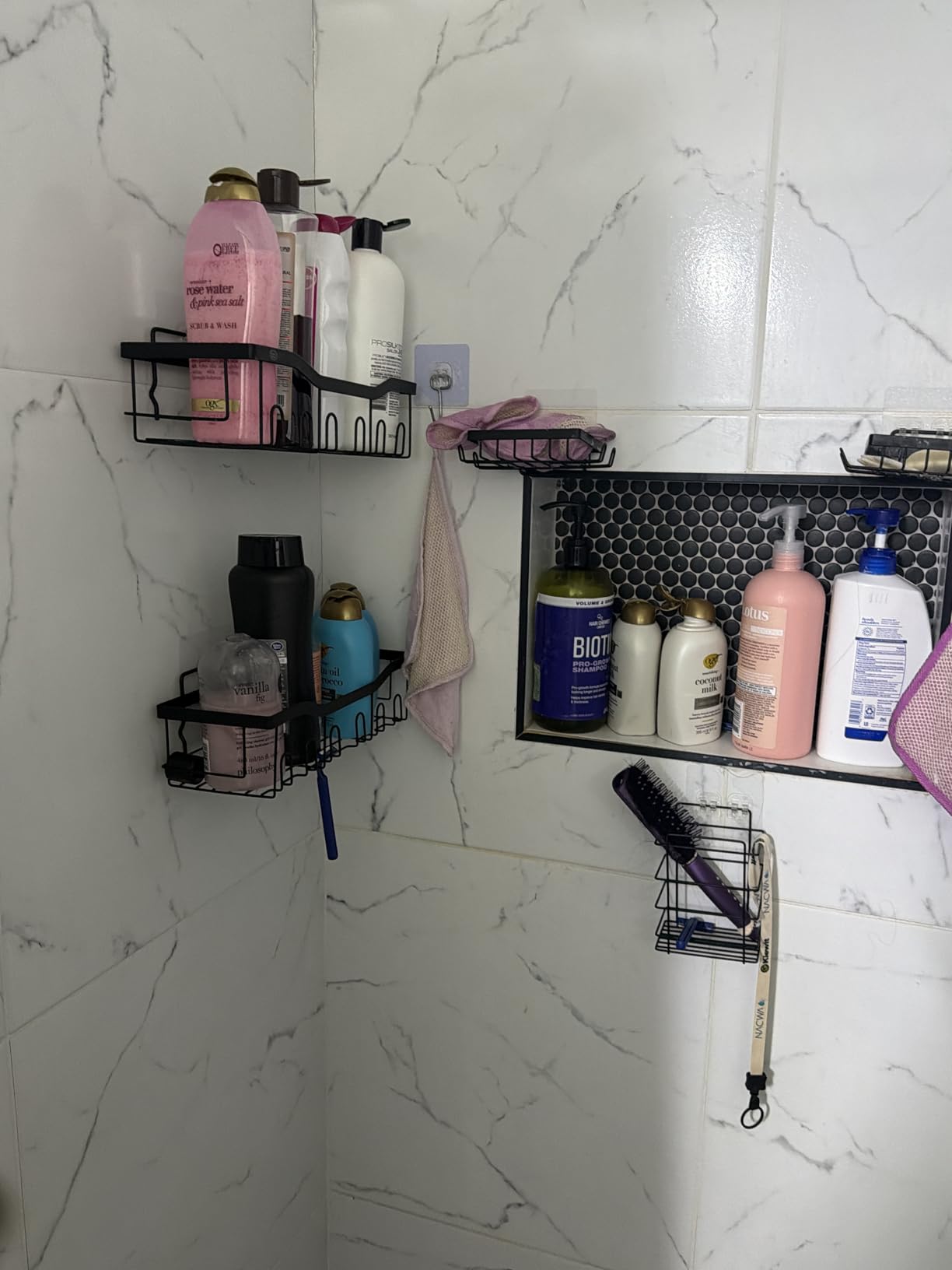 EUDELE 5-Pack Rustproof Stainless Steel Shower Caddy Set - No Drill Adhesive Bathroom Organizer, Space-Saving Shower Shelves for Apartment Essentials customer photo 1