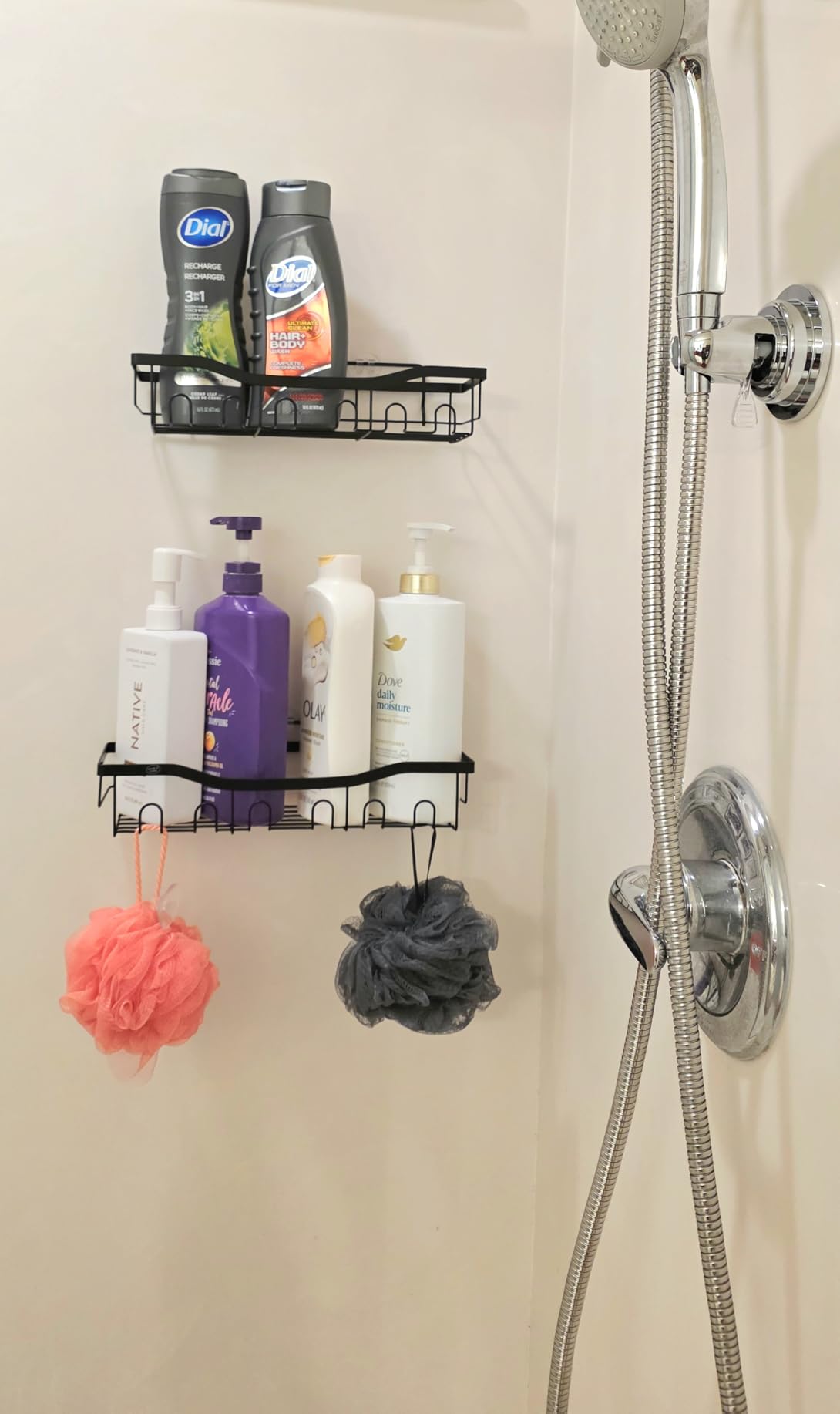 EUDELE 5-Pack Rustproof Stainless Steel Shower Caddy Set - No Drill Adhesive Bathroom Organizer, Space-Saving Shower Shelves for Apartment Essentials customer photo 2