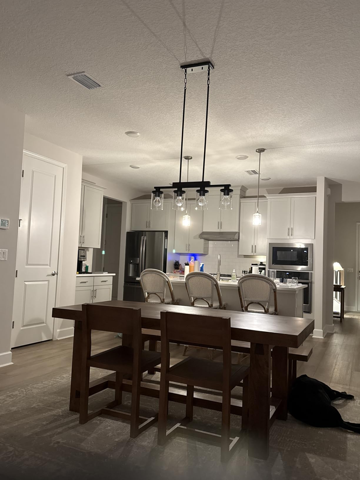 Farmhouse Chandelier 6-Light Dining Room Light Fixture Over Table Kitchen Island Lighting Rustic Chandeliers for Dining Light with Glass Shade Wood Pendant Lights Kitchen Island customer photo 2