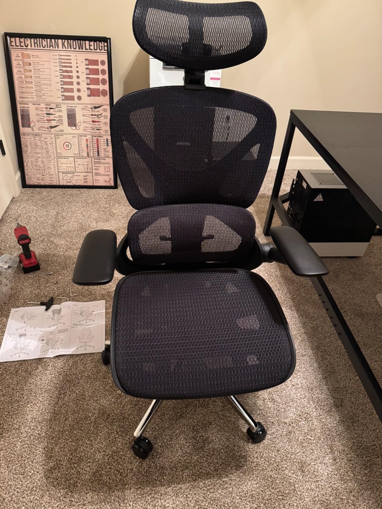 CAPOT Ergonomic Mesh Office Chair, Adjustable Lumbar High Back Desk Chair 400lbs, 4D Flip-up Arms, 3-Level Tilt Backrest, 3D Headrest, PU Wheels, Swivel Rolling Computer Seating for Long Desk Work customer photo 2