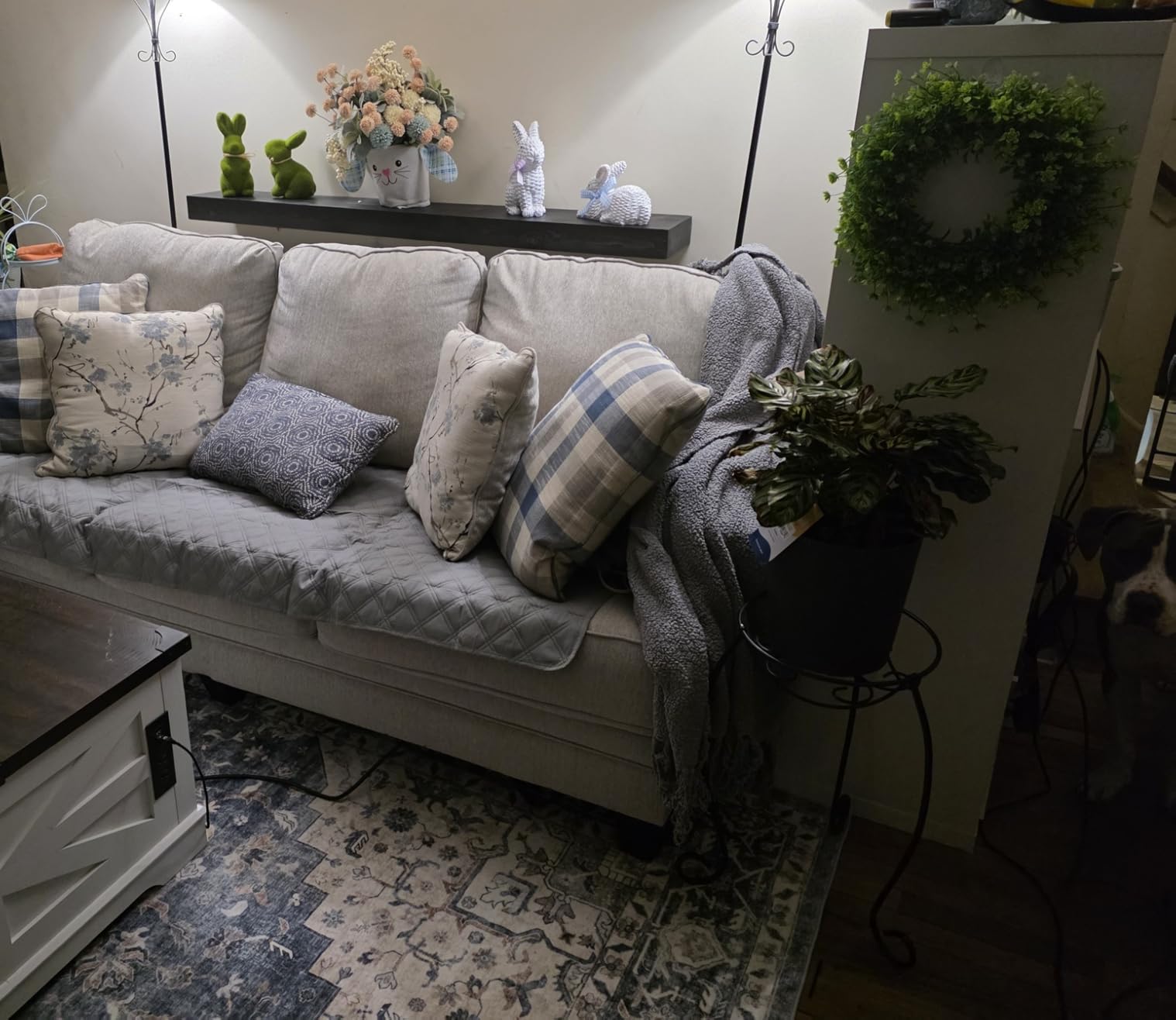 AMADA HOMEFURNISHING 8x10 Washable Area Rug, Low-Profile with Non-Slip Backing & Durable Edge Binding, Vintage Large Rugs Blue customer photo 1