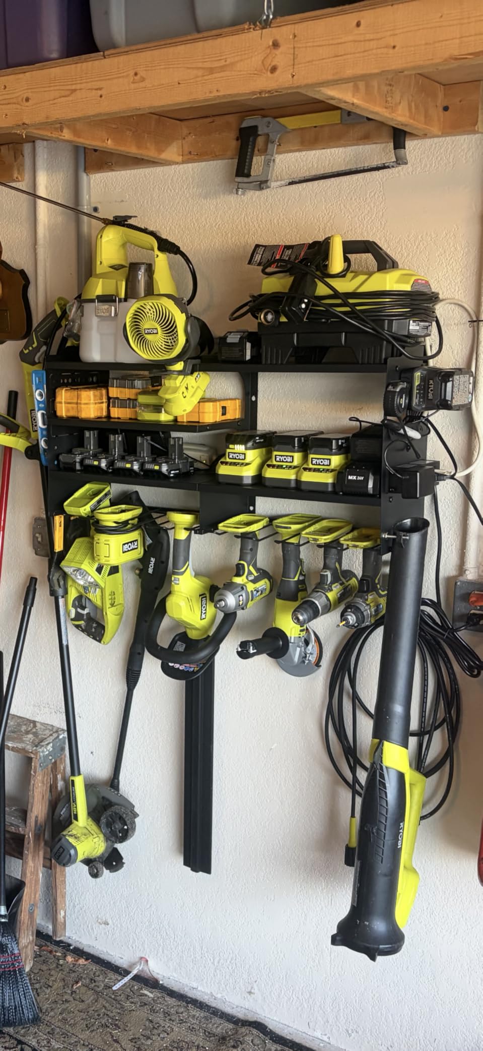 Large Power Tool Organizer Wall Mount with Charging Station, 4 Layer Heavy Duty Metal Tool Storage Rack Loads 600lbs with 8 Cordless Drill Holder, Battery Utility Rack Loads with 4 Power Strip customer photo 2