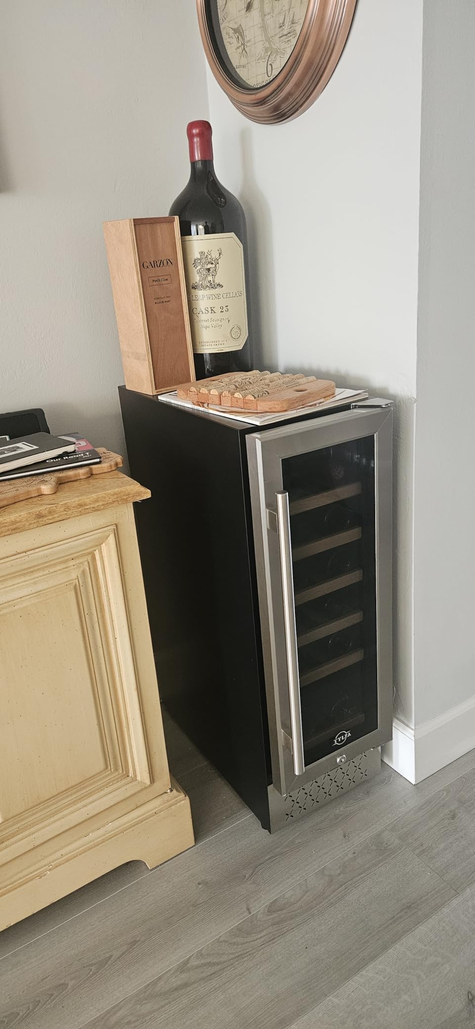 Tylza 24 Inch Wine and Beverage Refrigerator, Dual Zone Wine Beverage Cooler 24