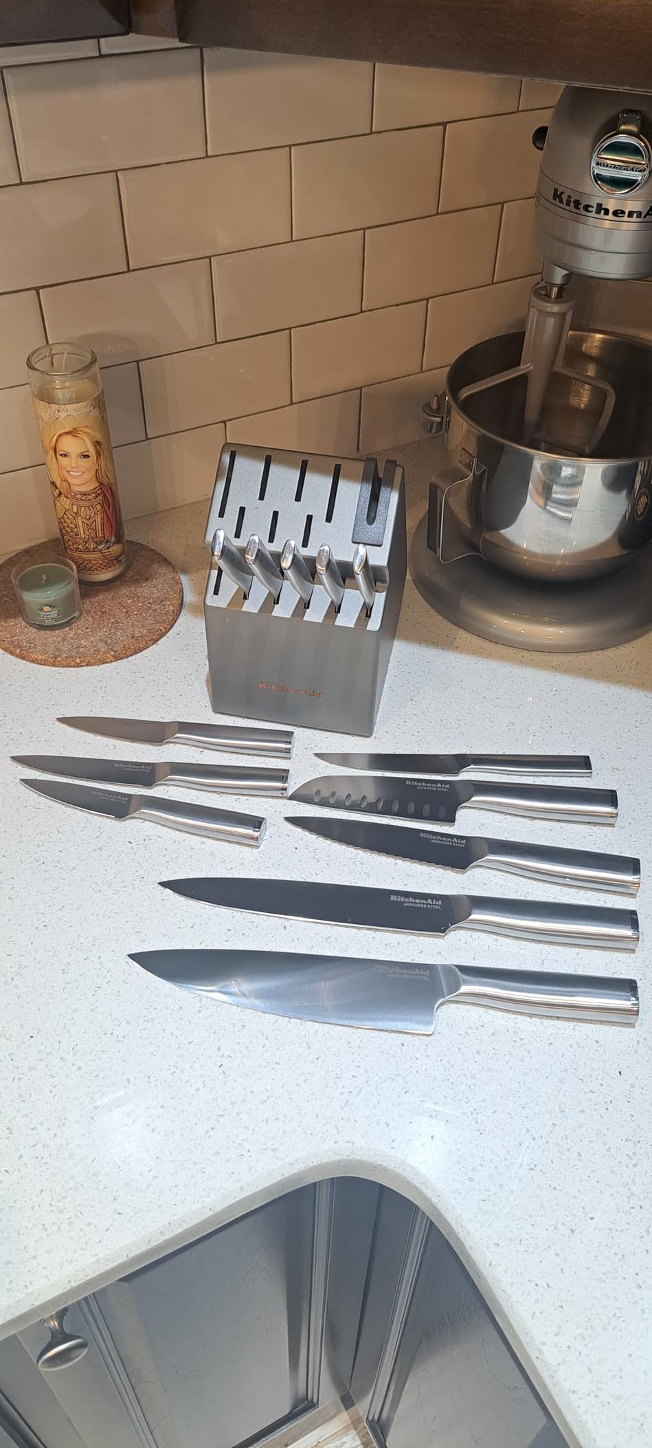 KitchenAid Gourmet Knife Block Set with Built-in Sharpener, 15-Piece, Stainless Steel customer photo 1