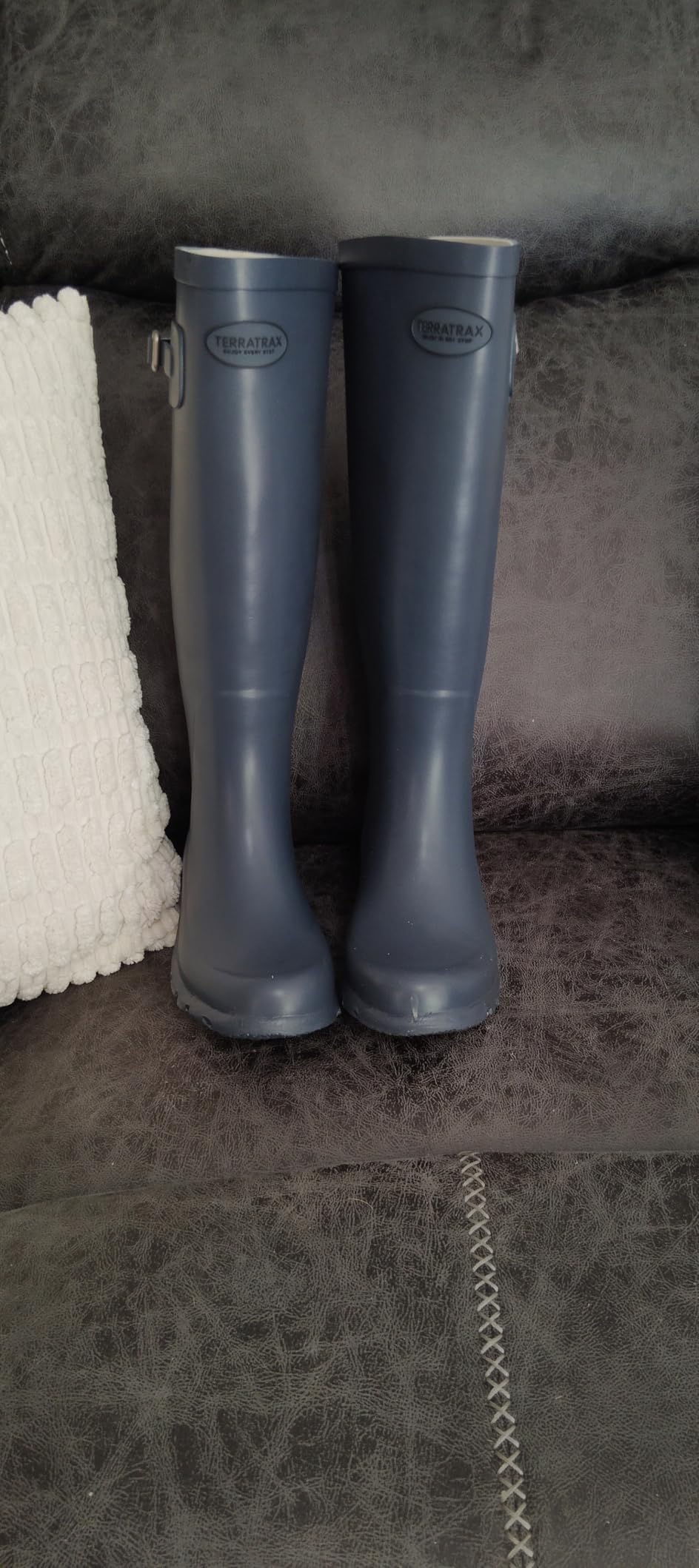 Women's Tall Knee High Rain Boots - Waterproof Natural Rubber Wellies, Adjustable 17