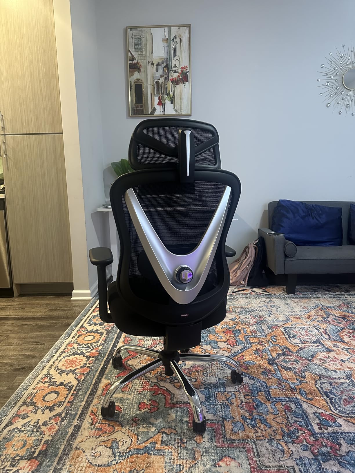 HOLLUDLE Ergonomic Mesh Office Chair - 3D Adjustable Lumbar Support & 3D Armrests, V-Shaped Back, Adjustable Desk Chair for Office & Home, Black customer photo 1