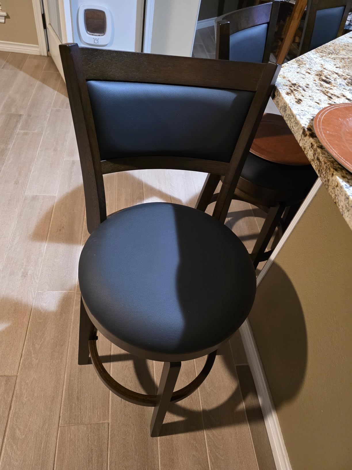 PrimeZone Swivel Bar Stools Set of 2, 24 Inch Counter Height Barstools, Black Faux Leather Bar Stool with High Backrest & Solid Wood Legs & Wrap-around Footrest, Counter Stools for Kitchen Island, Pub customer photo 2