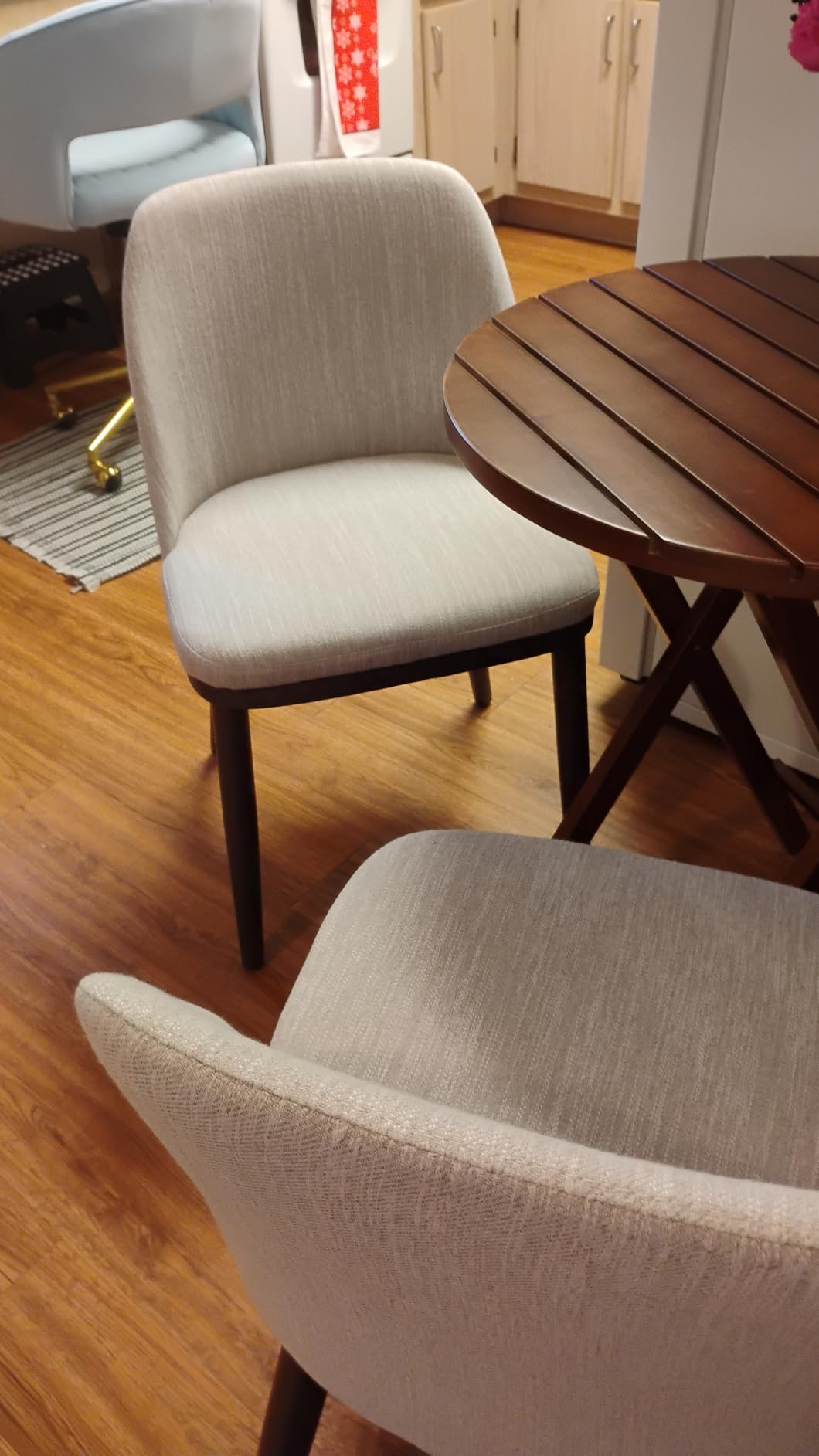 COLAMY Upholstered Dining Chairs Set of 2, Modern Kitchen Chairs with Back, Fabric Side Chair with Wood Legs for Dining Room Kitchen Restaurant, Beige customer photo 1
