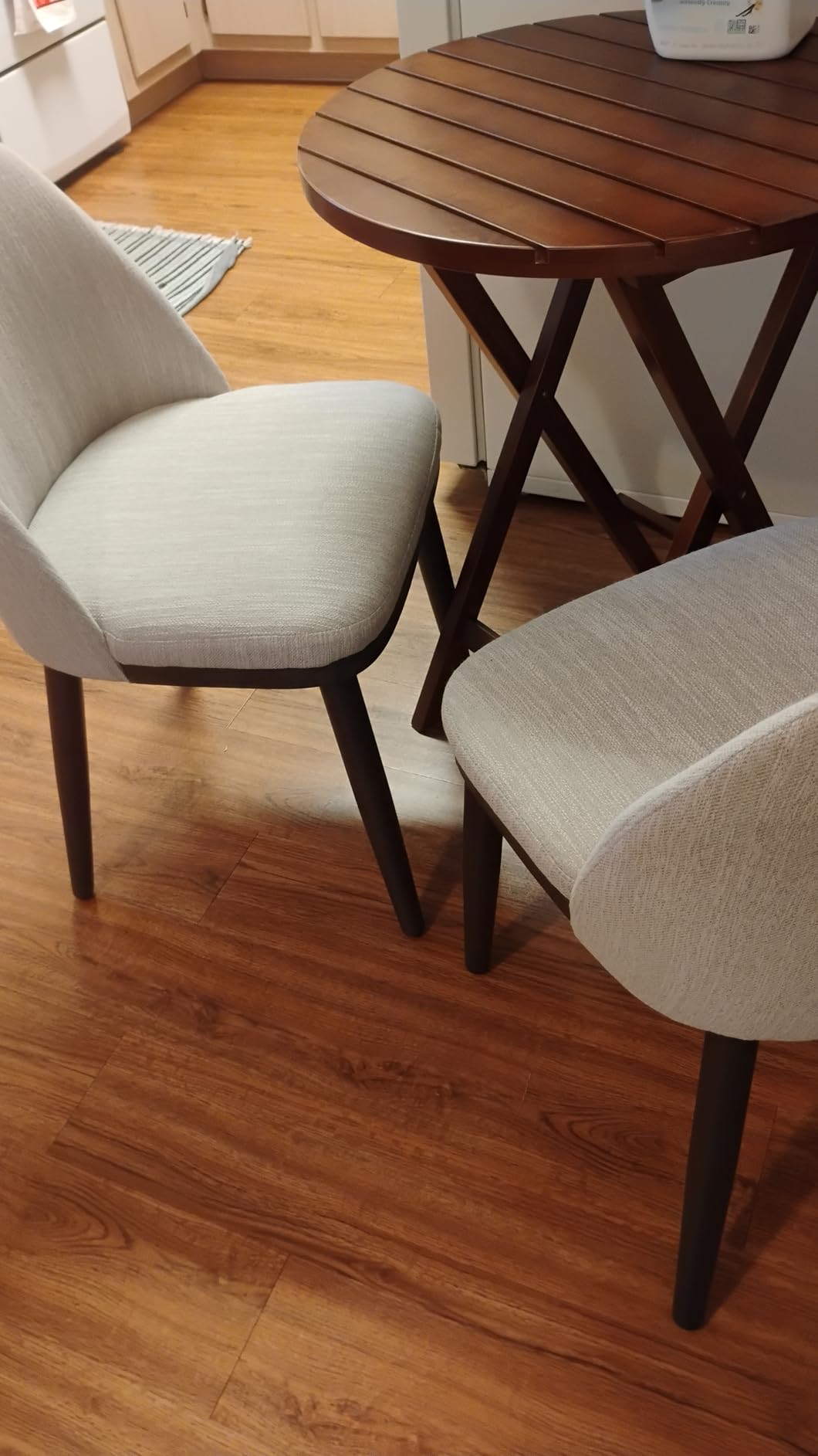 COLAMY Upholstered Dining Chairs Set of 2, Modern Kitchen Chairs with Back, Fabric Side Chair with Wood Legs for Dining Room Kitchen Restaurant, Beige customer photo 2