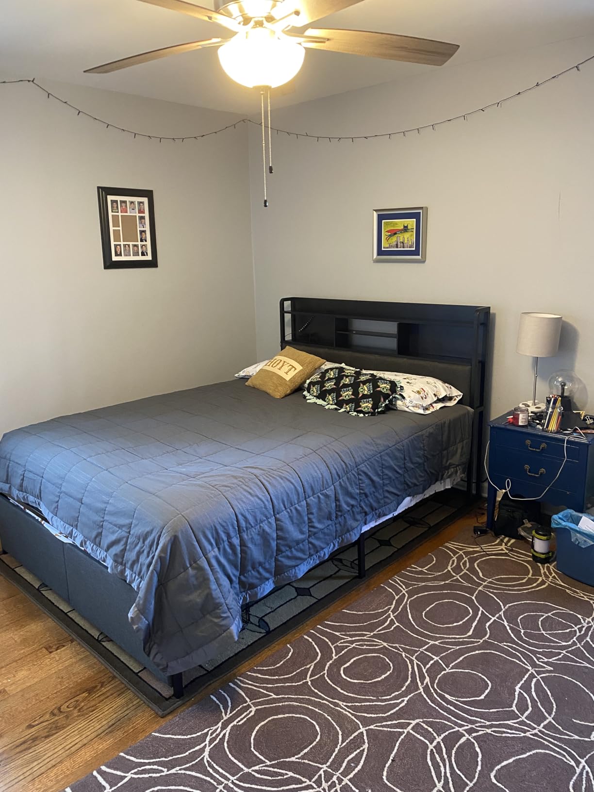 Furnulem Queen Bed Frame with Storage Drawers, Upholstered Headboard with LED Light & Charging Station, Metal Platform Bed Frame Queen Size, Noise Free, No Box Spring Needed, Black (1200 lbs Capacity) customer photo 1
