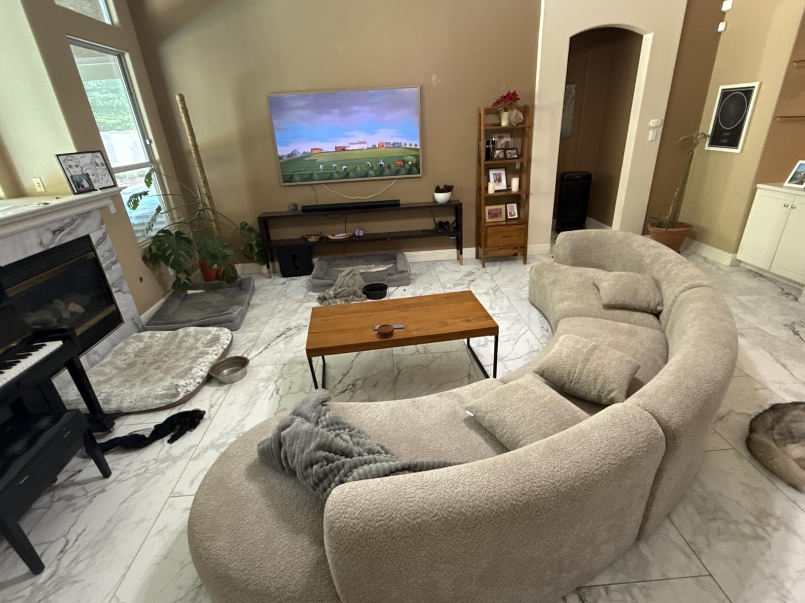 Acanva Modern Curved Sectional Living Room Couch, Minimalist Comfy Boucle Fabric Modular Sofa for Apartment, Home Office, 114