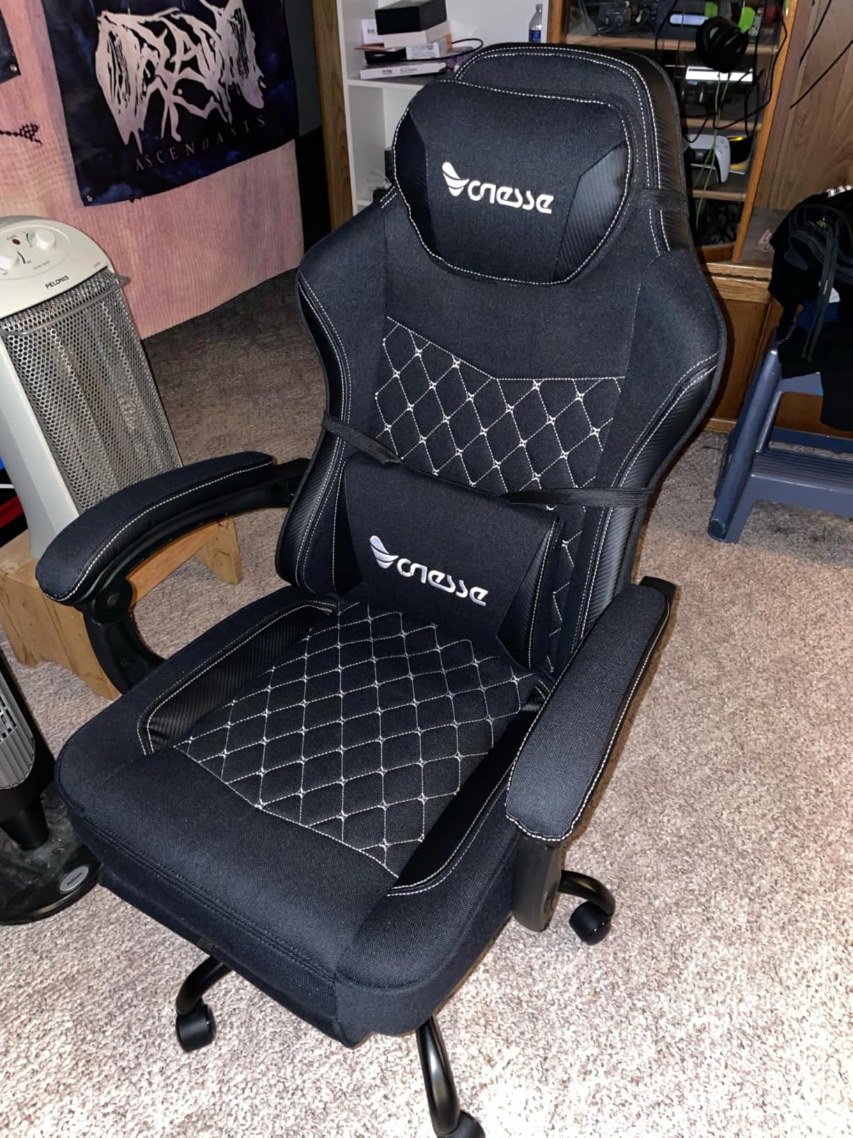 Vonesse Gaming Chair, Office Chair with Linen Breathable Mesh Fabric, Desk Chair with Lumbar Support and Massage, Executive Computer Chairs with Footrest and Headrest (Gray) customer photo 1