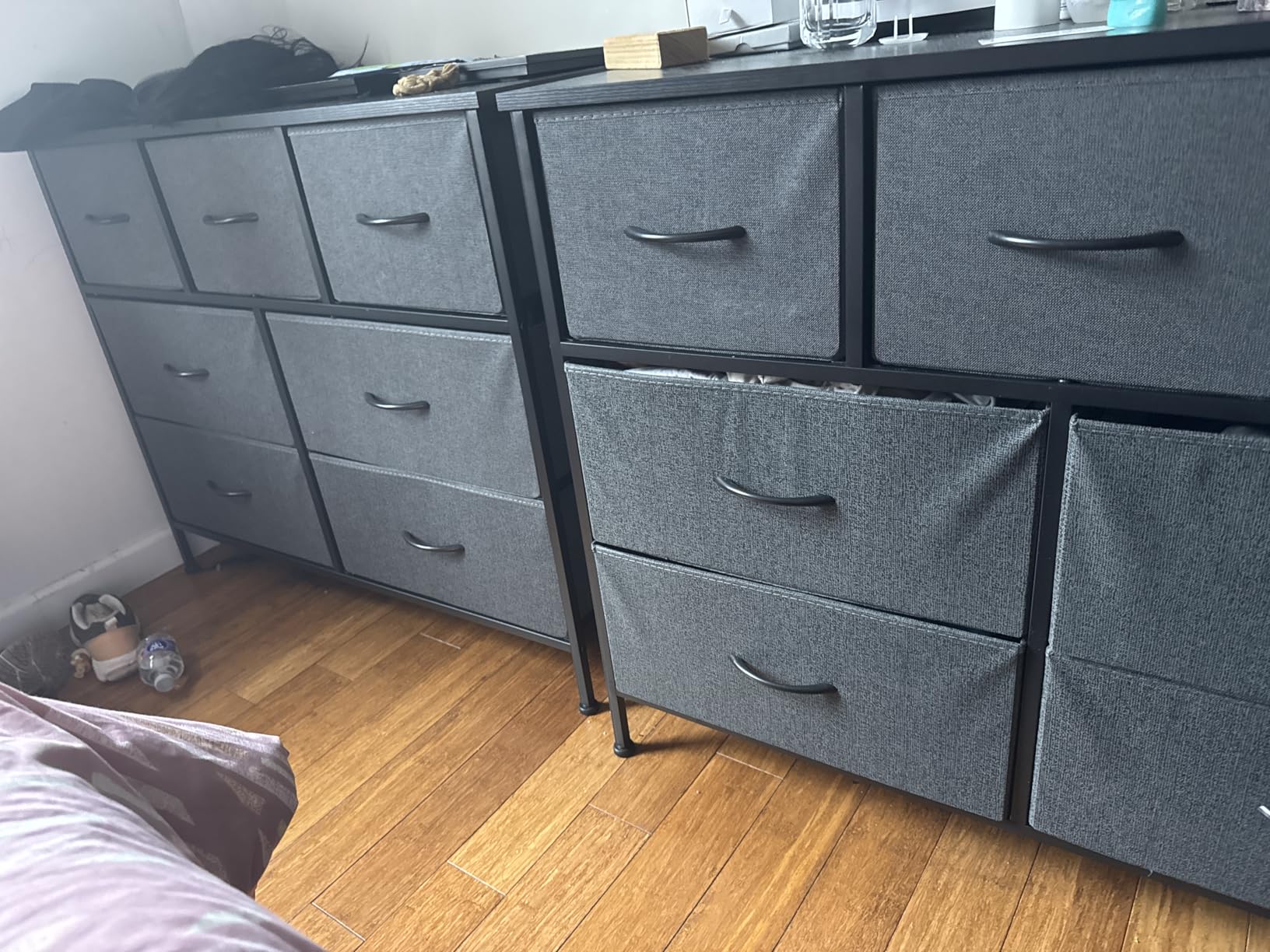 OLIXIS 7 Drawer Dresser for Bedroom, Wide Fabric Storage Tower with Wooden Top and Metal Frame, Closet Chest Organizer Furniture, TV Stand for Living Room Hallway, White customer photo 1