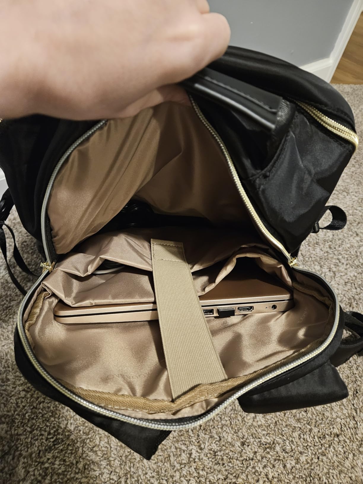 LOVEVOOK Laptop Backpack for Women with Pouch Pocket for Large Capacity Cup,15.6 Inch Laptop Computer Bag Travel Backpack Purse,Waterproof Work Business Backpack College Teacher Bags,Beige-Black-Brown customer photo 1