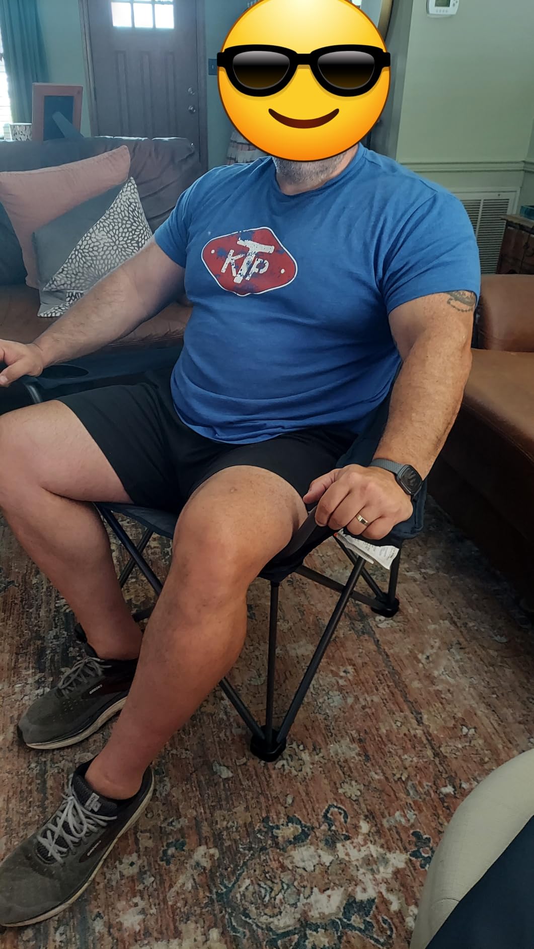 Timber Ridge 550 LBS Oversized Folding Camping Chair for Adults, Heavy Duty Outdoor Chair with Cup Holder Side Pocket for Camp, Lawn, Picnic, Navy-Upgrade customer photo 1