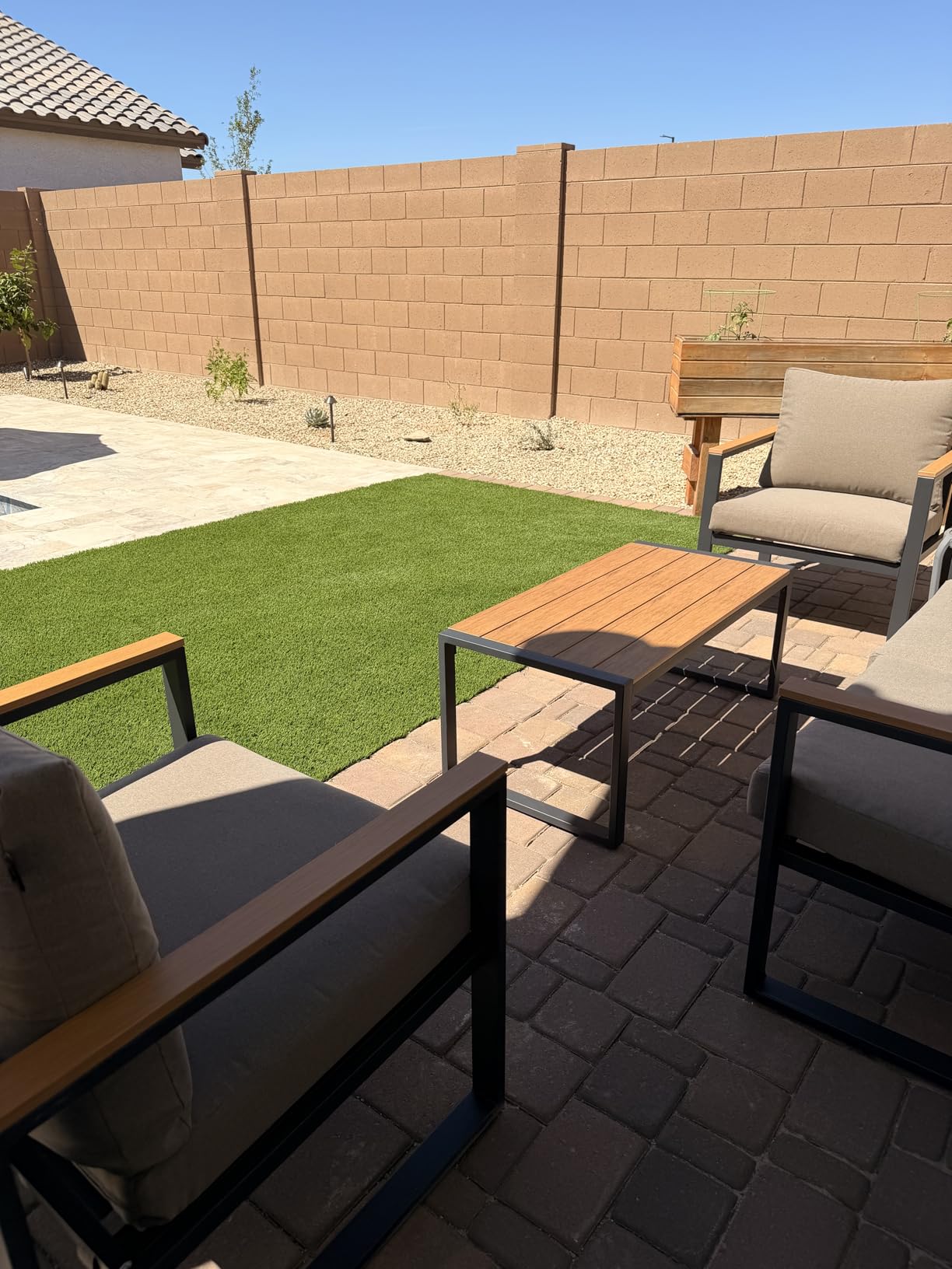 Patio Furniture Set, 4 Pieces Outdoor Patio Furniture with Coffee Table Set, Metal Patio Conversation Sets customer photo 1